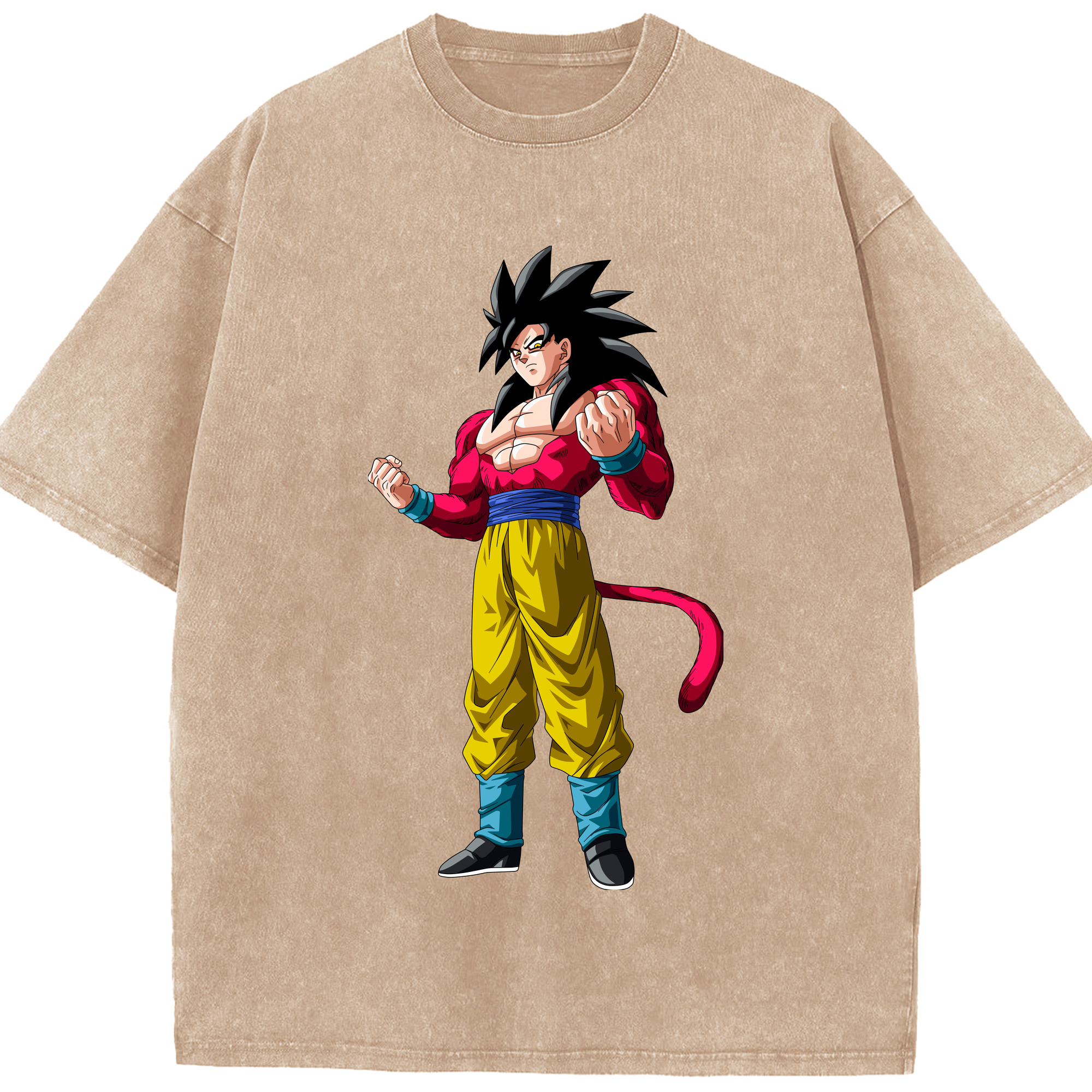 （画像用） ドラゴンボール 孫悟空（そん ごくう）Son Goku カカロット DRAGON BALL Kakarotto 綿100% ヴィンテージ風 半袖Tシャツ（フロントプリント）
