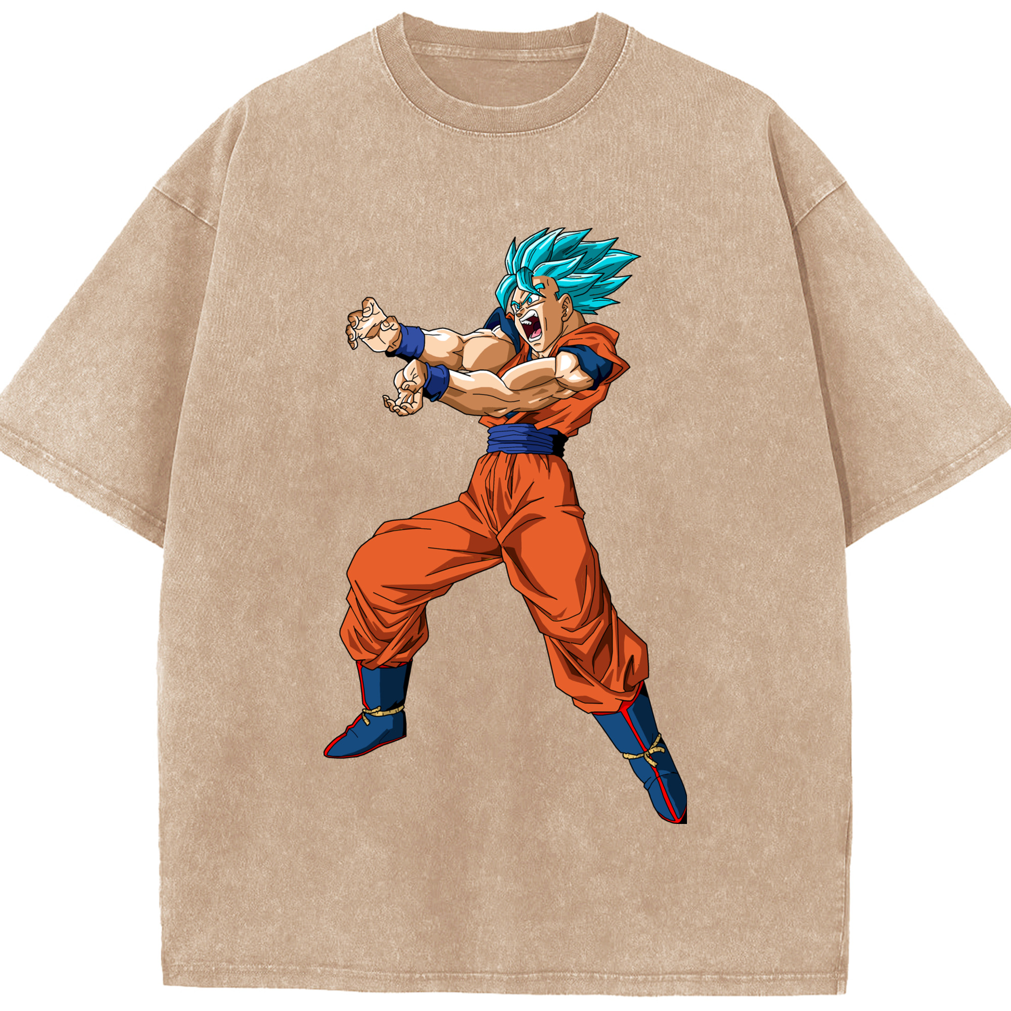 （画像用） ドラゴンボール 孫悟空（そん ごくう）Son Goku カカロット DRAGON BALL Kakarotto 綿100% ヴィンテージ風 半袖Tシャツ（フロントプリント）