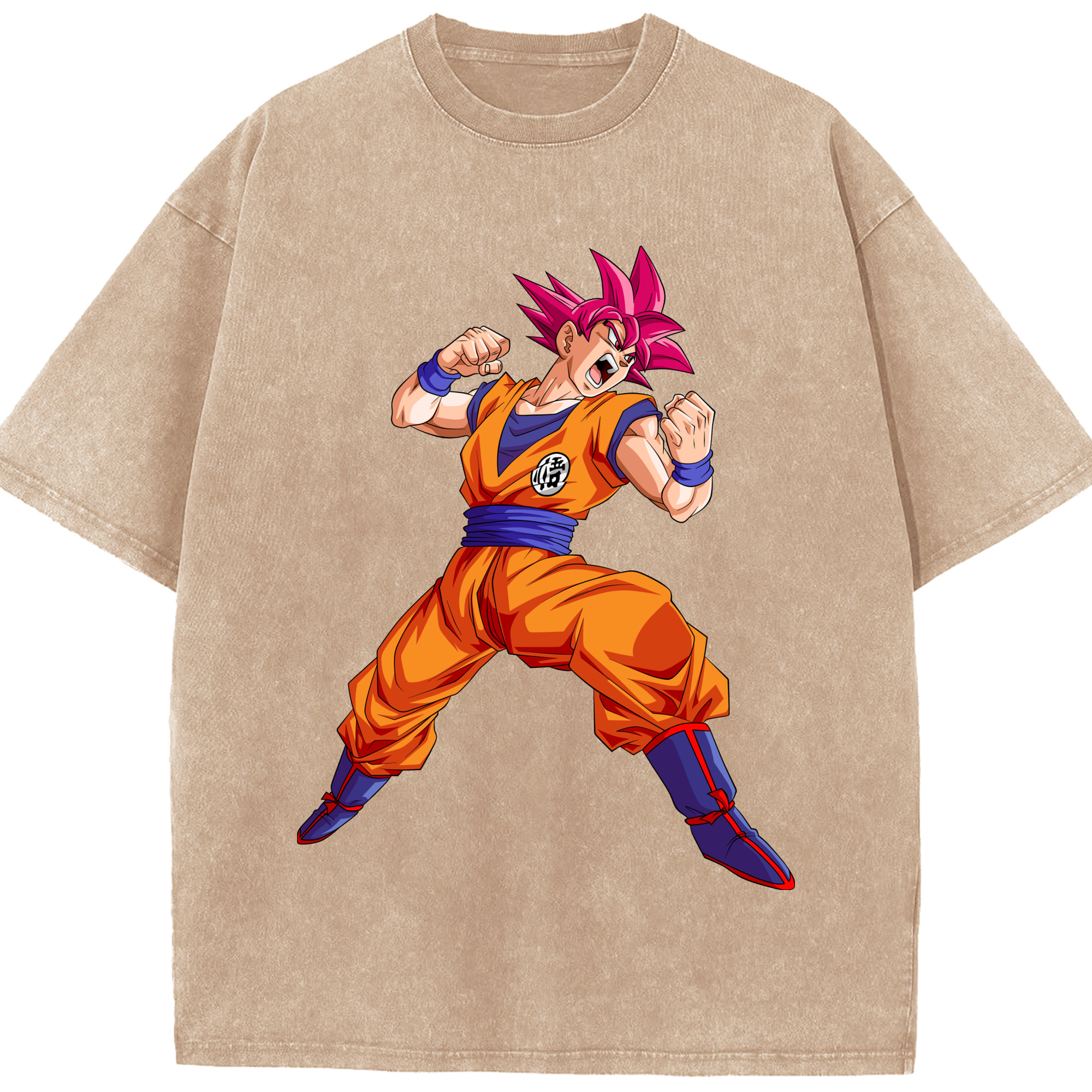 （画像用） ドラゴンボール 孫悟空（そん ごくう）Son Goku カカロット DRAGON BALL Kakarotto 綿100% ヴィンテージ風 半袖Tシャツ（フロントプリント）