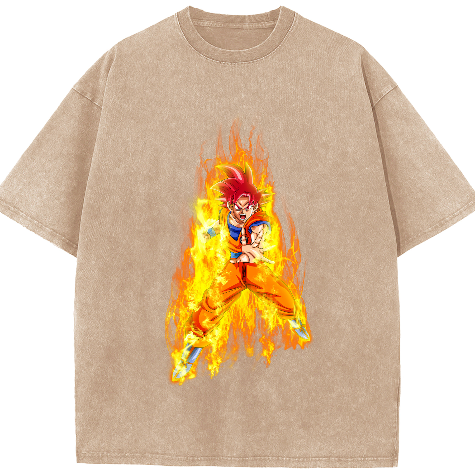 （画像用） ドラゴンボール 孫悟空（そん ごくう）Son Goku カカロット DRAGON BALL Kakarotto 綿100% ヴィンテージ風 半袖Tシャツ（フロントプリント）