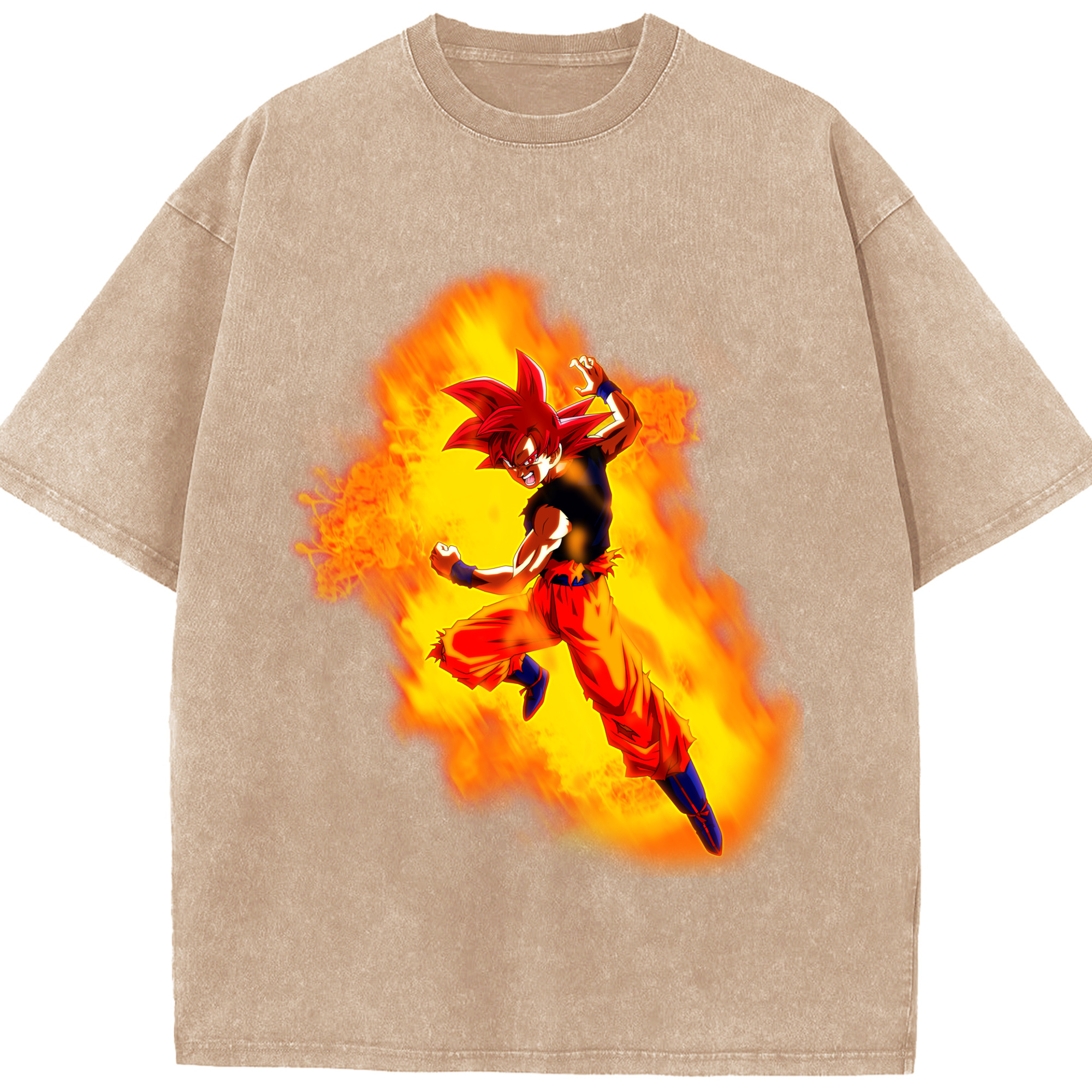 （画像用） ドラゴンボール 孫悟空（そん ごくう）Son Goku カカロット DRAGON BALL Kakarotto 綿100% ヴィンテージ風 半袖Tシャツ（フロントプリント）