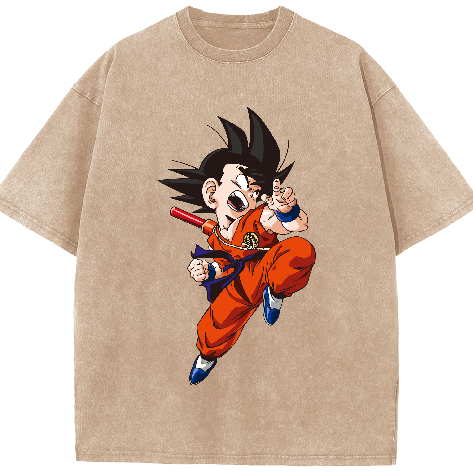 （画像用） ドラゴンボール 孫悟空（そん ごくう）Son Goku カカロット DRAGON BALL Kakarotto 綿100% ヴィンテージ風 半袖Tシャツ（フロントプリント）