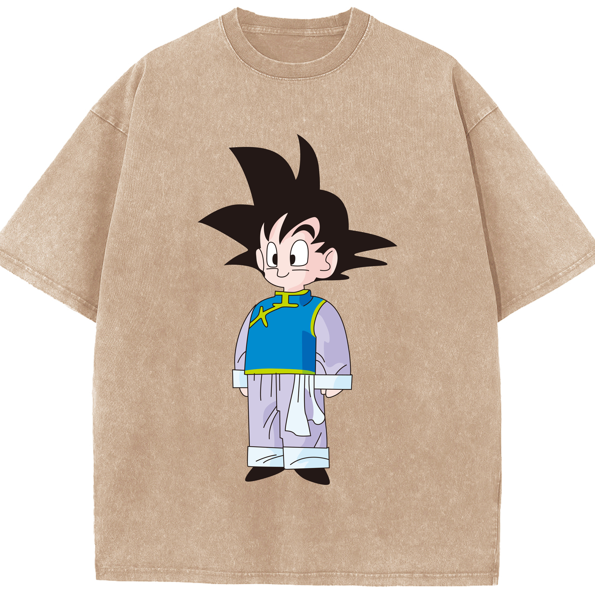 （画像用） ドラゴンボール 孫悟空（そん ごくう）Son Goku カカロット DRAGON BALL Kakarotto 綿100% ヴィンテージ風 半袖Tシャツ（フロントプリント）
