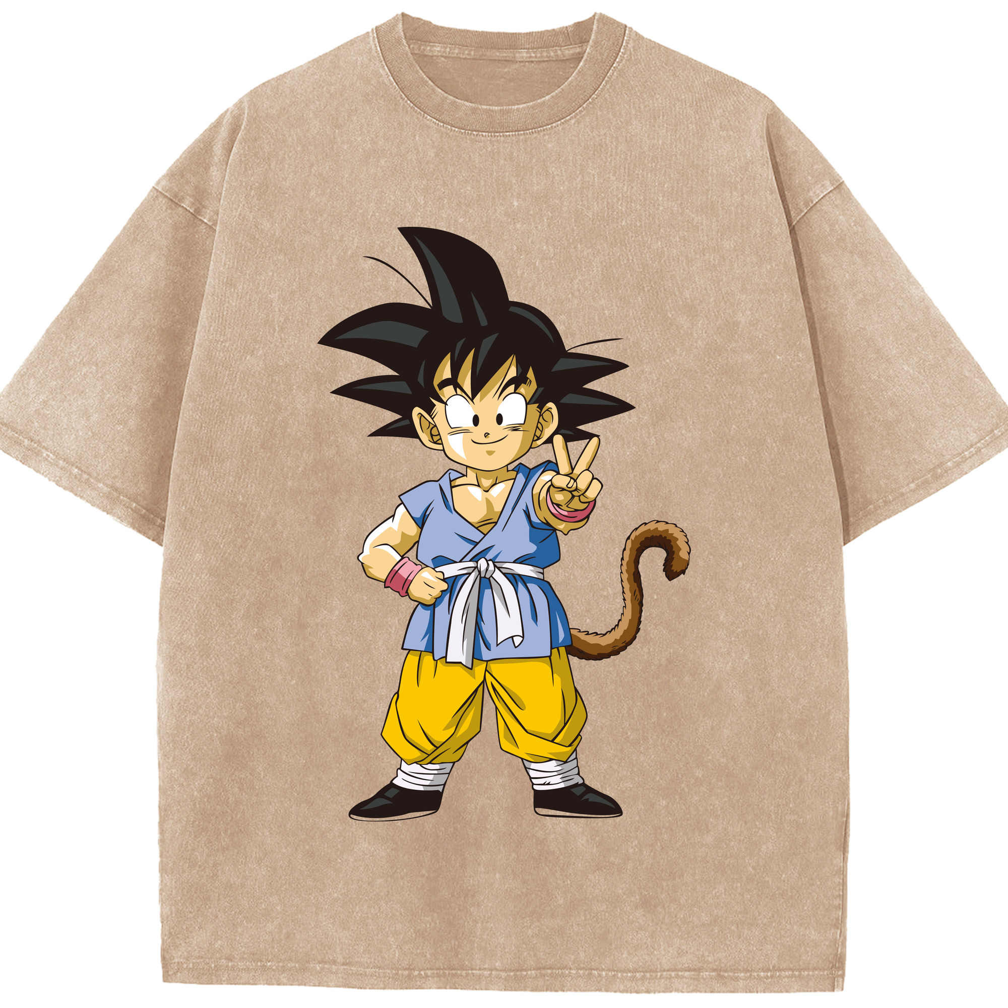 （画像用） ドラゴンボール 孫悟空（そん ごくう）Son Goku カカロット DRAGON BALL Kakarotto 綿100% ヴィンテージ風 半袖Tシャツ（フロントプリント）