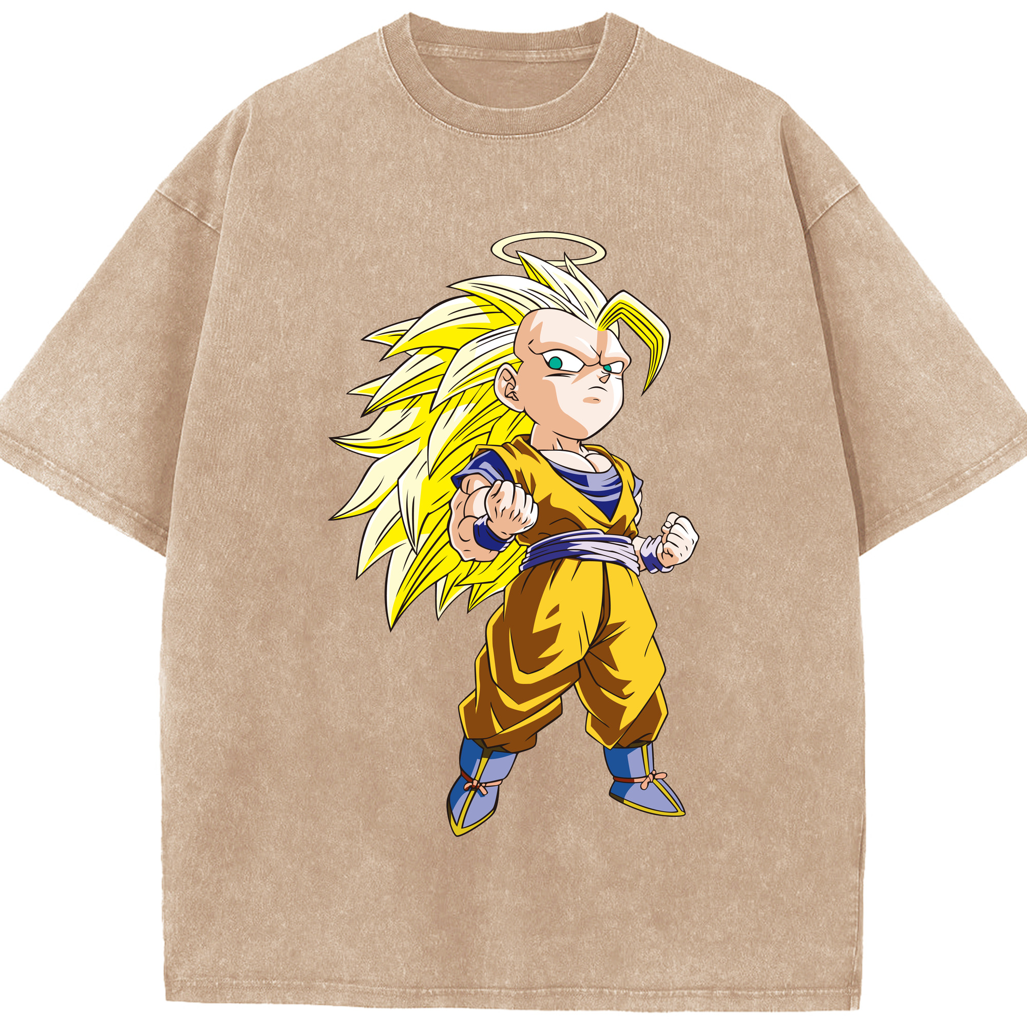 （画像用） ドラゴンボール 孫悟空（そん ごくう）Son Goku カカロット DRAGON BALL Kakarotto 綿100% ヴィンテージ風 半袖Tシャツ（フロントプリント）