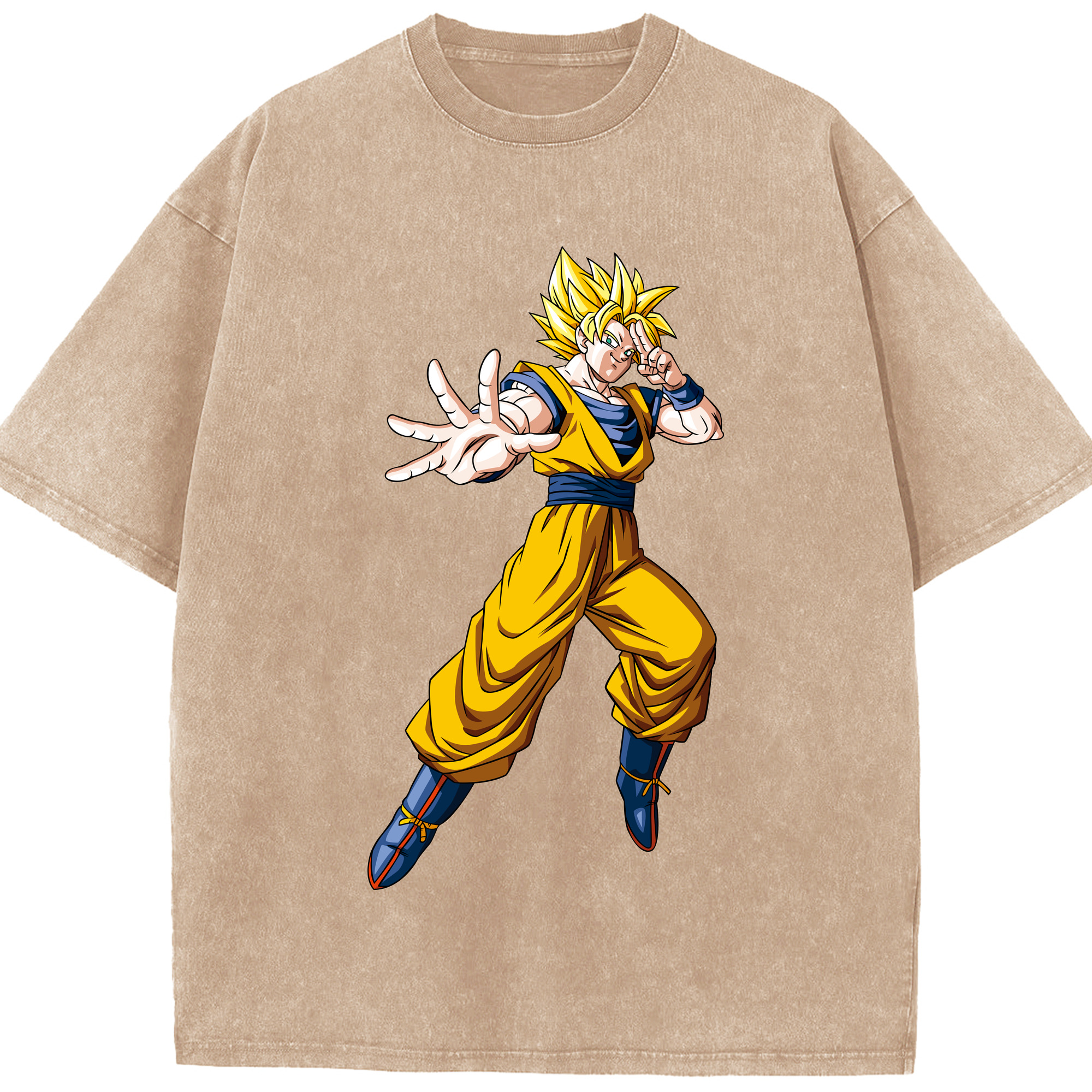 （画像用） ドラゴンボール 孫悟空（そん ごくう）Son Goku カカロット DRAGON BALL Kakarotto 綿100% ヴィンテージ風 半袖Tシャツ（フロントプリント）