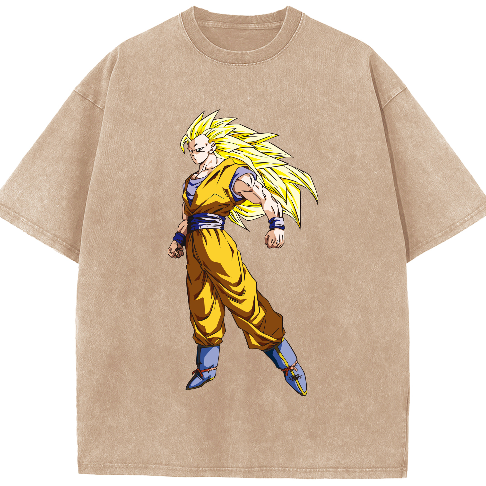 （画像用） ドラゴンボール 孫悟空（そん ごくう）Son Goku カカロット DRAGON BALL Kakarotto 綿100% ヴィンテージ風 半袖Tシャツ（フロントプリント）