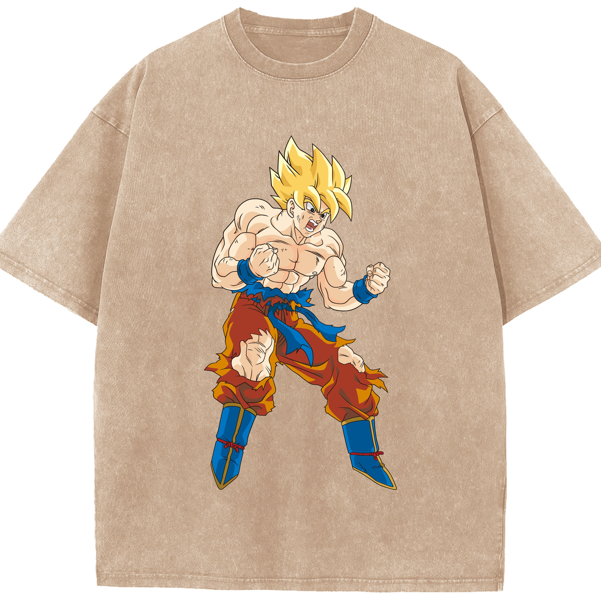 （画像用） ドラゴンボール 孫悟空（そん ごくう）Son Goku カカロット DRAGON BALL Kakarotto 綿100% ヴィンテージ風 半袖Tシャツ（フロントプリント）