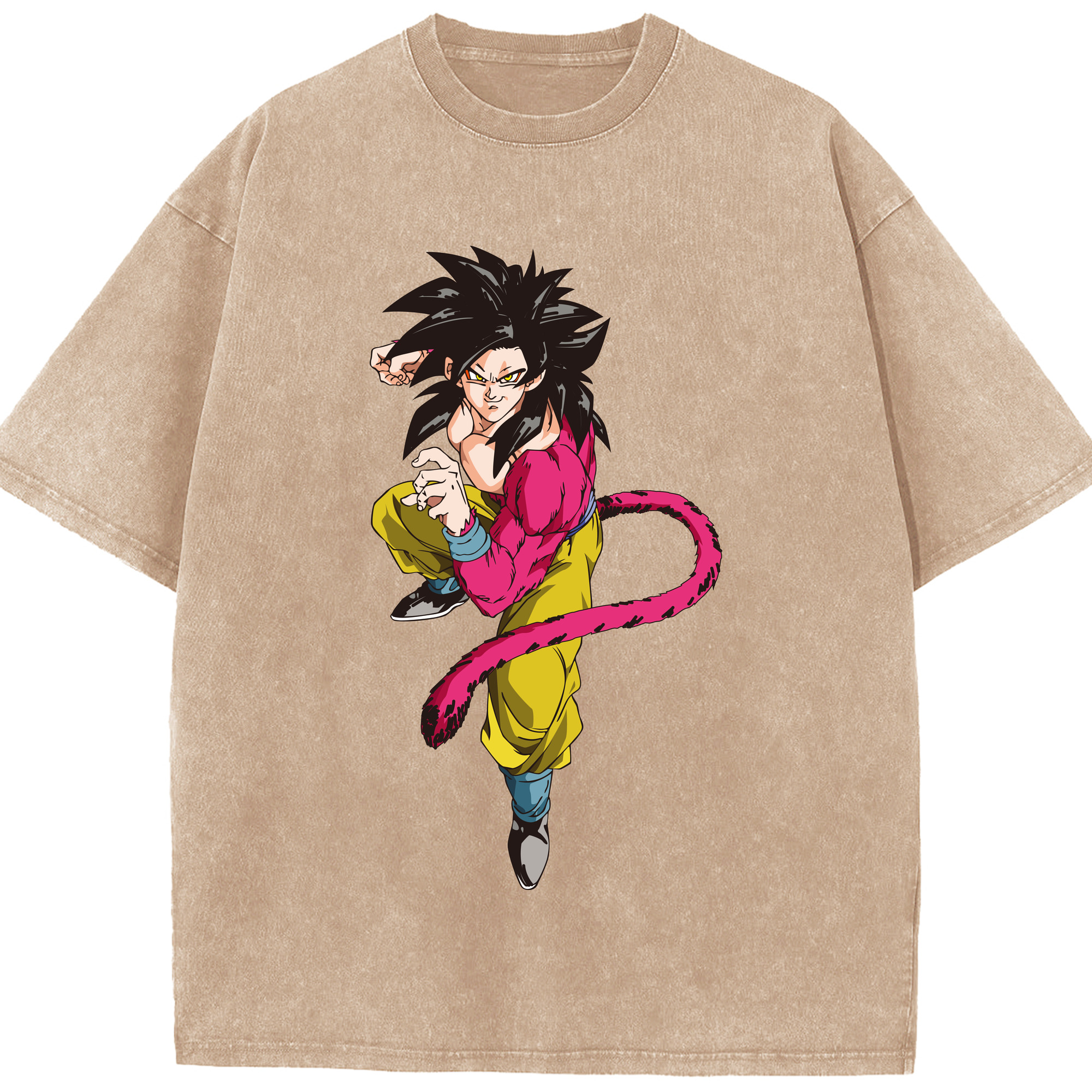 （画像用） ドラゴンボール 孫悟空（そん ごくう）Son Goku カカロット DRAGON BALL Kakarotto 綿100% ヴィンテージ風 半袖Tシャツ（フロントプリント）