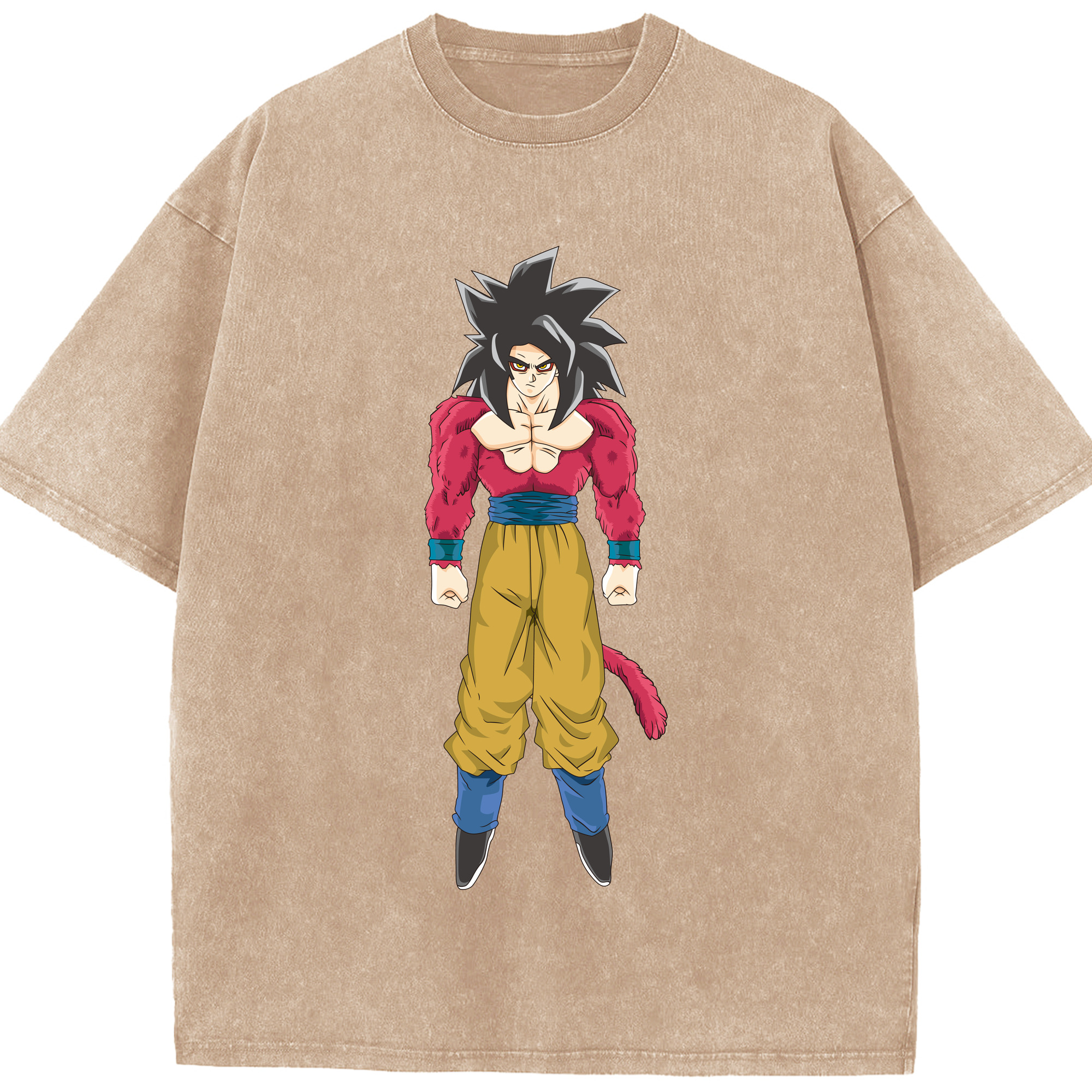 （画像用） ドラゴンボール 孫悟空（そん ごくう）Son Goku カカロット DRAGON BALL Kakarotto 綿100% ヴィンテージ風 半袖Tシャツ（フロントプリント）
