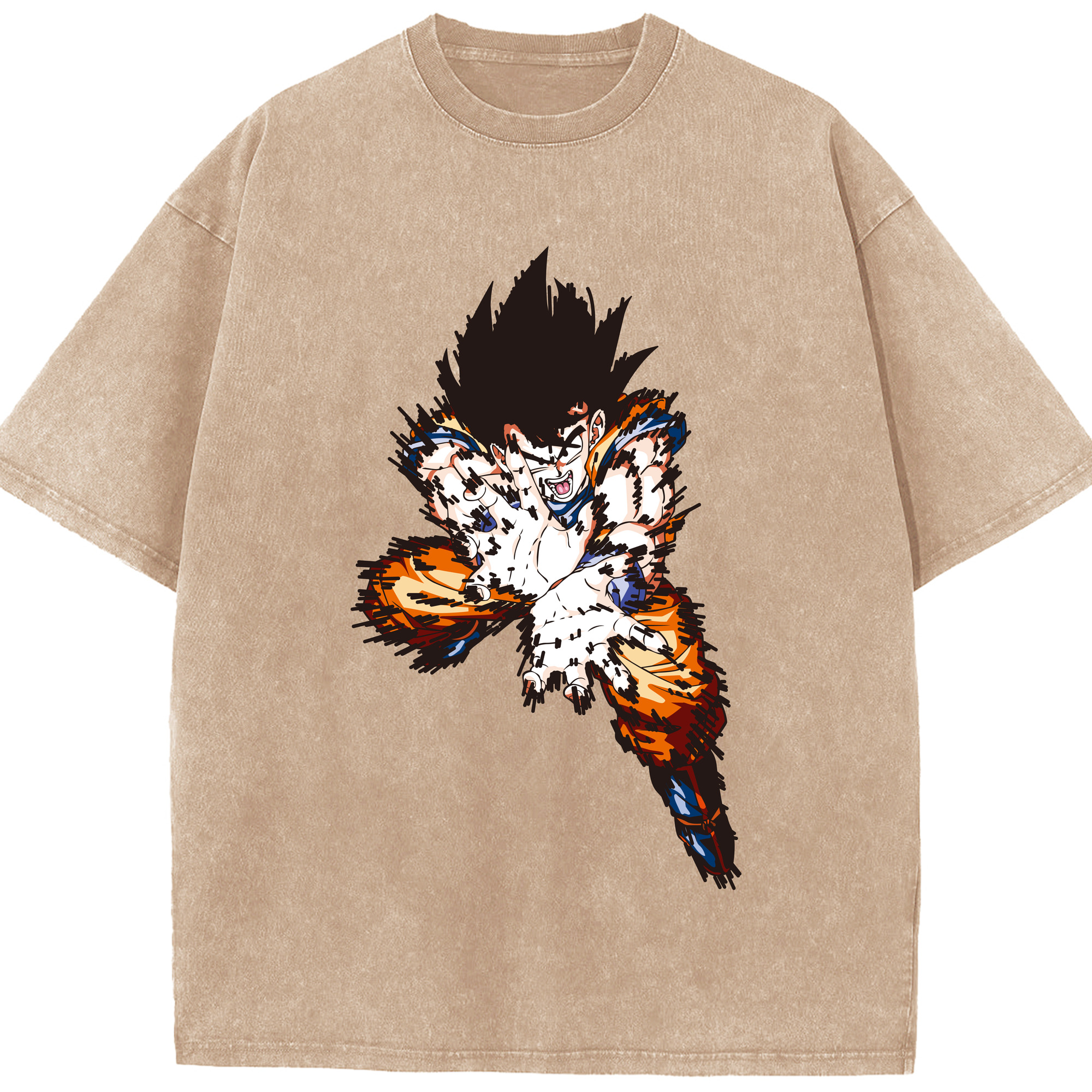 （画像用） ドラゴンボール 孫悟空（そん ごくう）Son Goku カカロット DRAGON BALL Kakarotto 綿100% ヴィンテージ風 半袖Tシャツ（フロントプリント）