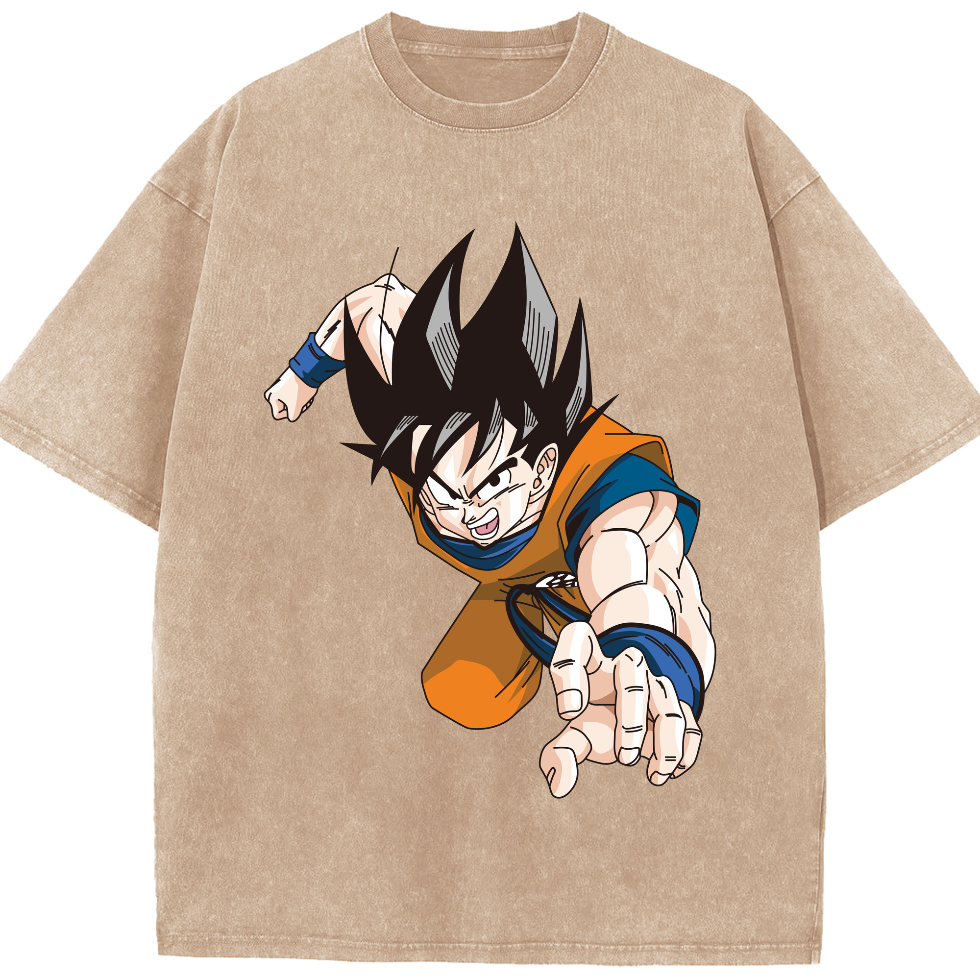 （画像用） ドラゴンボール 孫悟空（そん ごくう）Son Goku カカロット DRAGON BALL Kakarotto 綿100% ヴィンテージ風 半袖Tシャツ（フロントプリント）