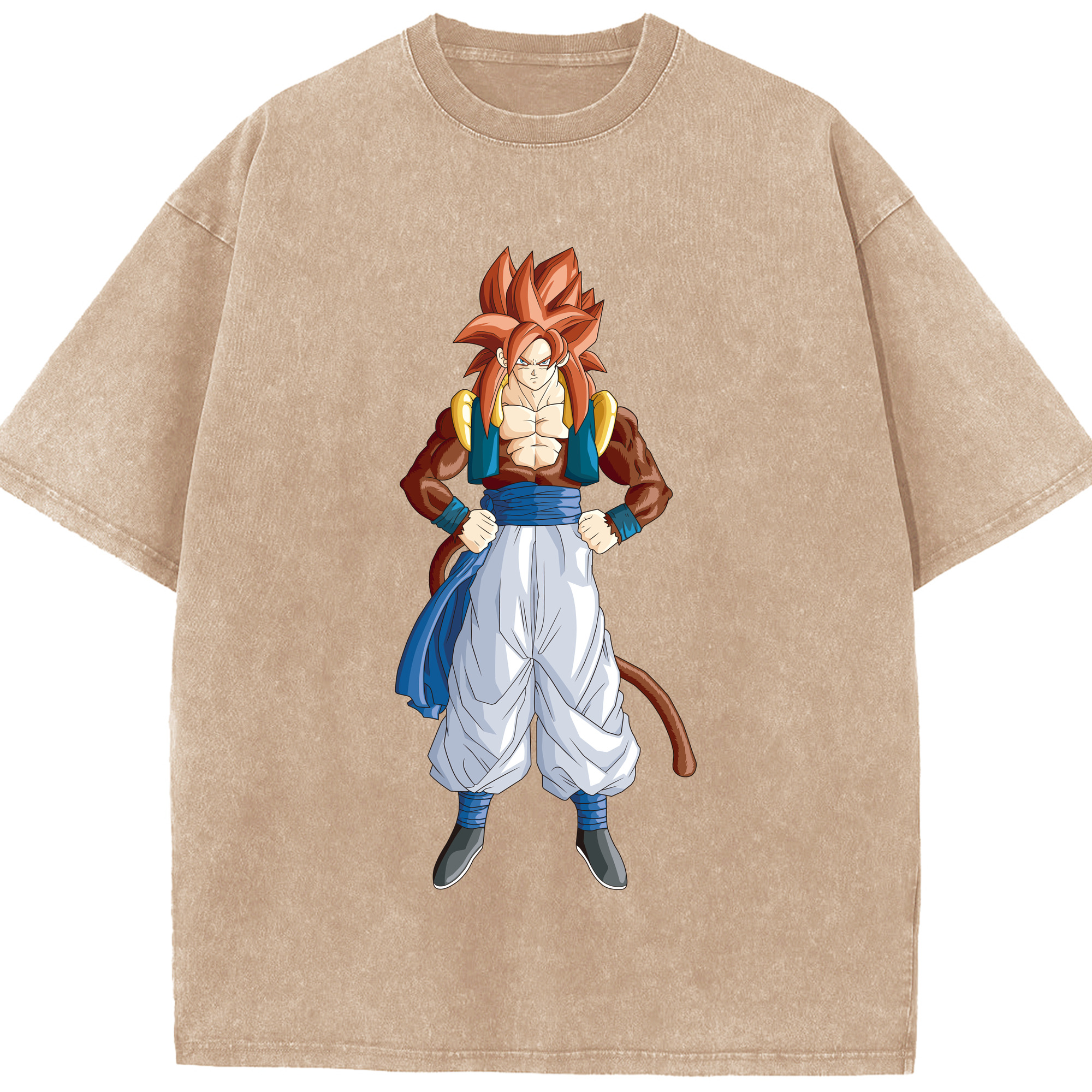 （画像用） ドラゴンボール 孫悟空（そん ごくう）Son Goku カカロット DRAGON BALL Kakarotto 綿100% ヴィンテージ風 半袖Tシャツ（フロントプリント）