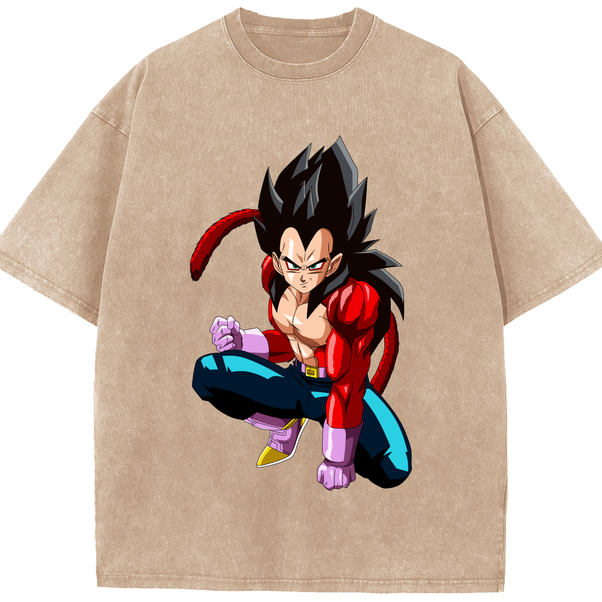 （画像用） ドラゴンボール ベジータ四世（Bejīta Yonsei）DRAGON BALL Vegeta IV 綿100% ヴィンテージ風 半袖Tシャツ（フロントプリント）