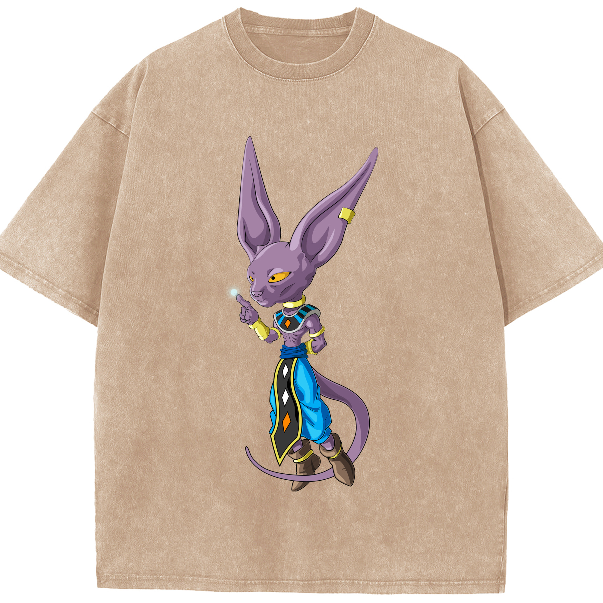（画像用） ドラゴンボール ビルス 破壊神ビルス DRAGON BALL Beerus Birusu 綿100% ヴィンテージ風 半袖Tシャツ（フロントプリント）