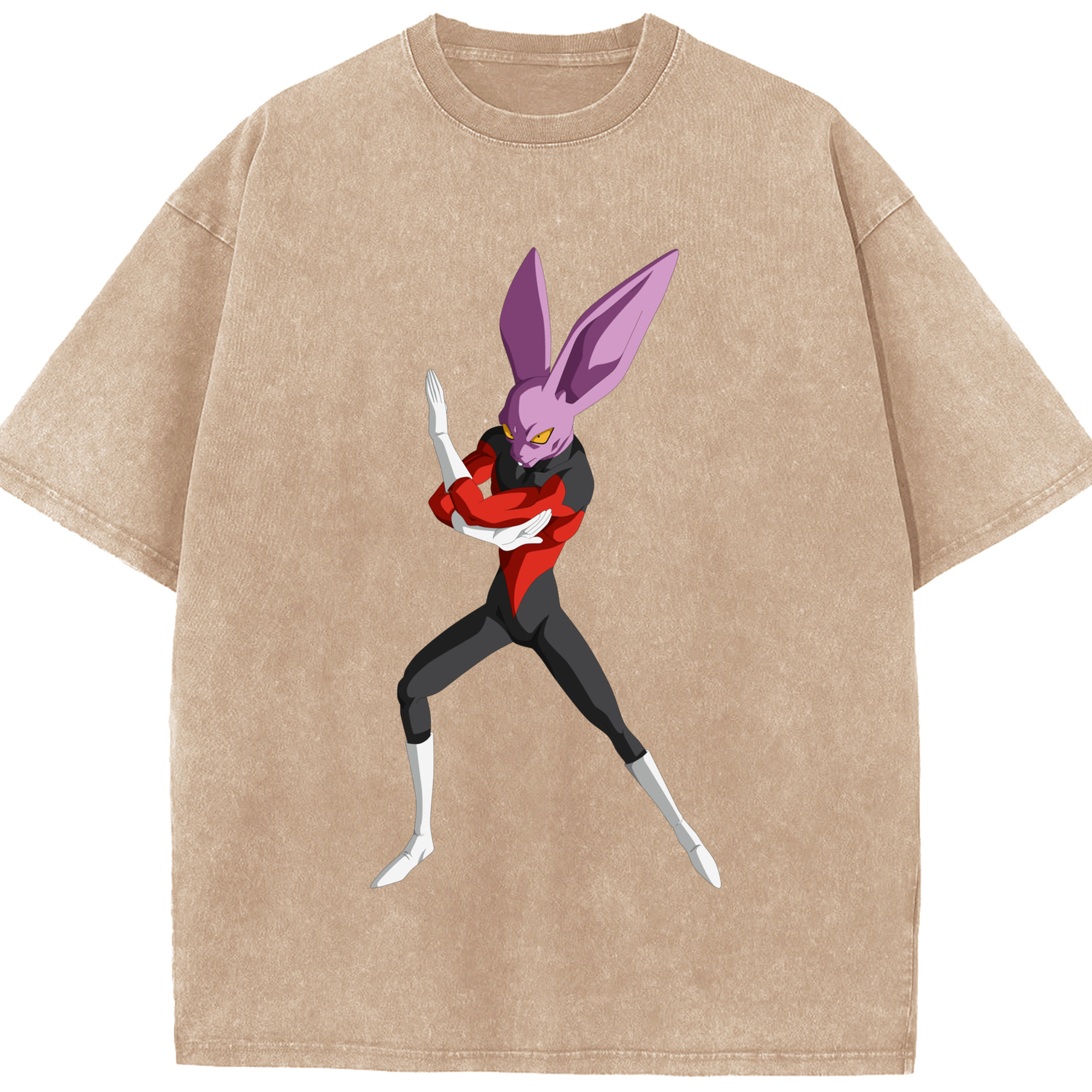（画像用） ドラゴンボール ビルス 破壊神ビルス DRAGON BALL Beerus Birusu 綿100% ヴィンテージ風 半袖Tシャツ（フロントプリント）