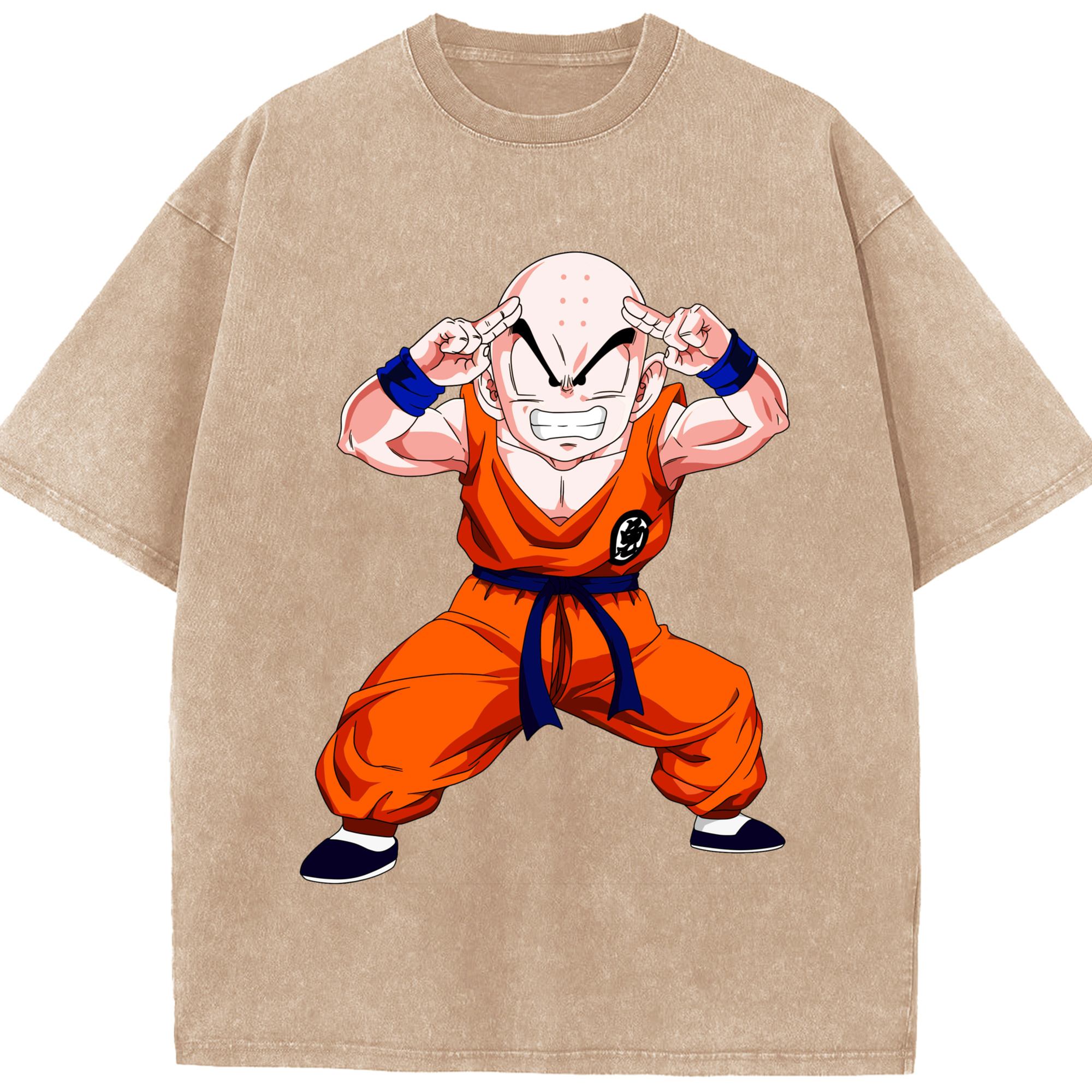 （画像用） ドラゴンボール クリリン DRAGON BALL krillin 綿100% ヴィンテージ風 半袖Tシャツ（フロントプリント）