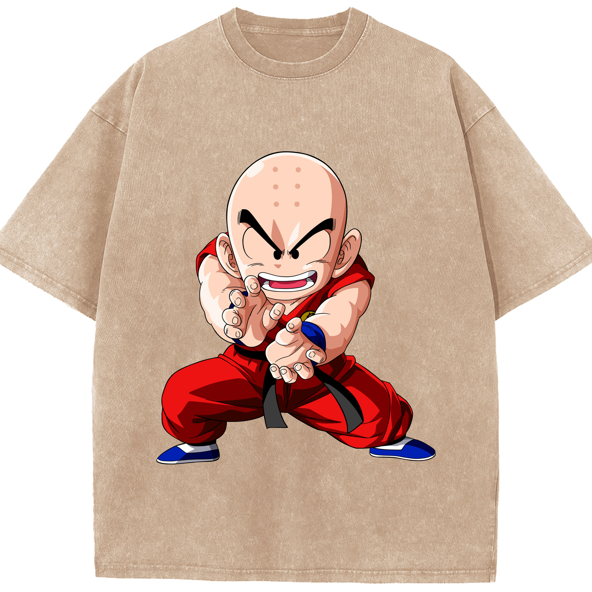 （画像用） ドラゴンボール クリリン DRAGON BALL krillin 綿100% ヴィンテージ風 半袖Tシャツ（フロントプリント）