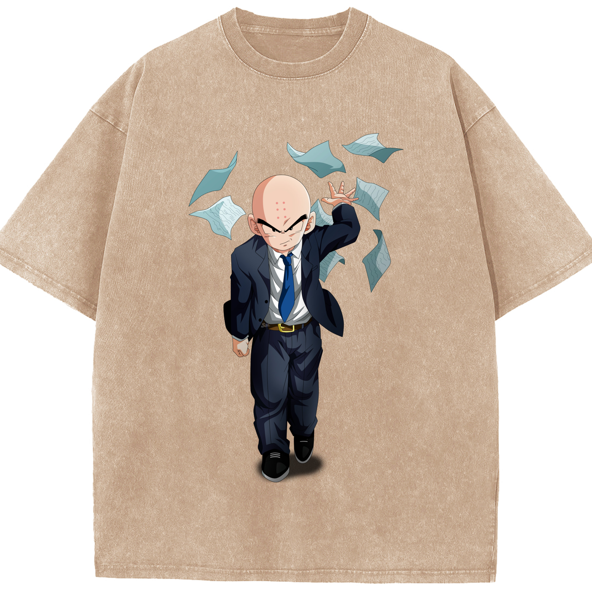 （画像用） ドラゴンボール クリリン DRAGON BALL krillin 綿100% ヴィンテージ風 半袖Tシャツ（フロントプリント）