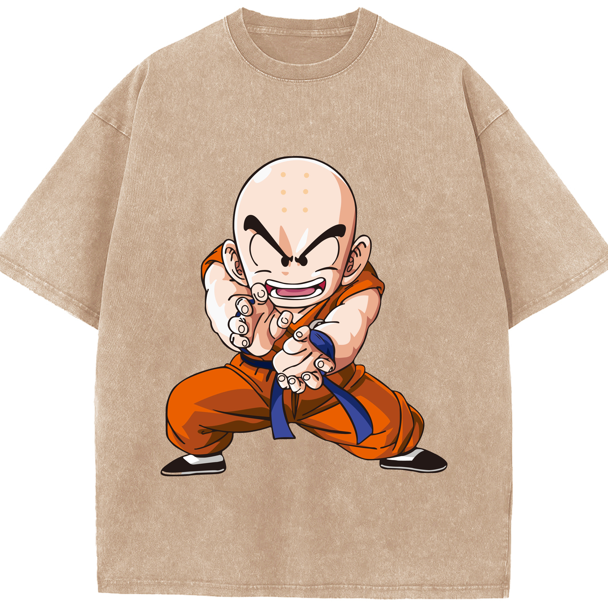 （画像用） ドラゴンボール クリリン DRAGON BALL krillin 綿100% ヴィンテージ風 半袖Tシャツ（フロントプリント）