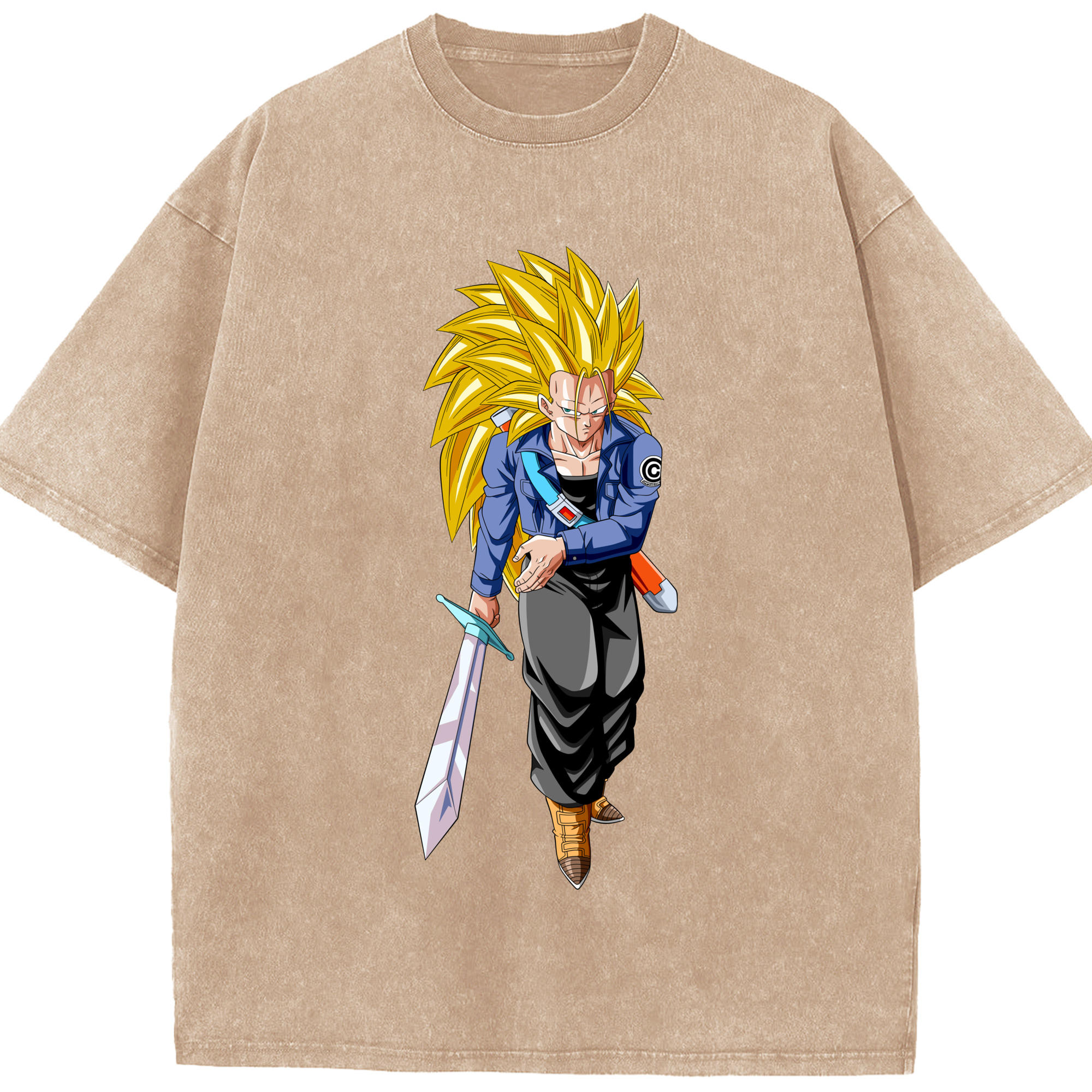 （画像用） ドラゴンボール トランクス（Torankusu）DRAGON BALL Trunks 綿100% ヴィンテージ風 半袖Tシャツ（フロントプリント）