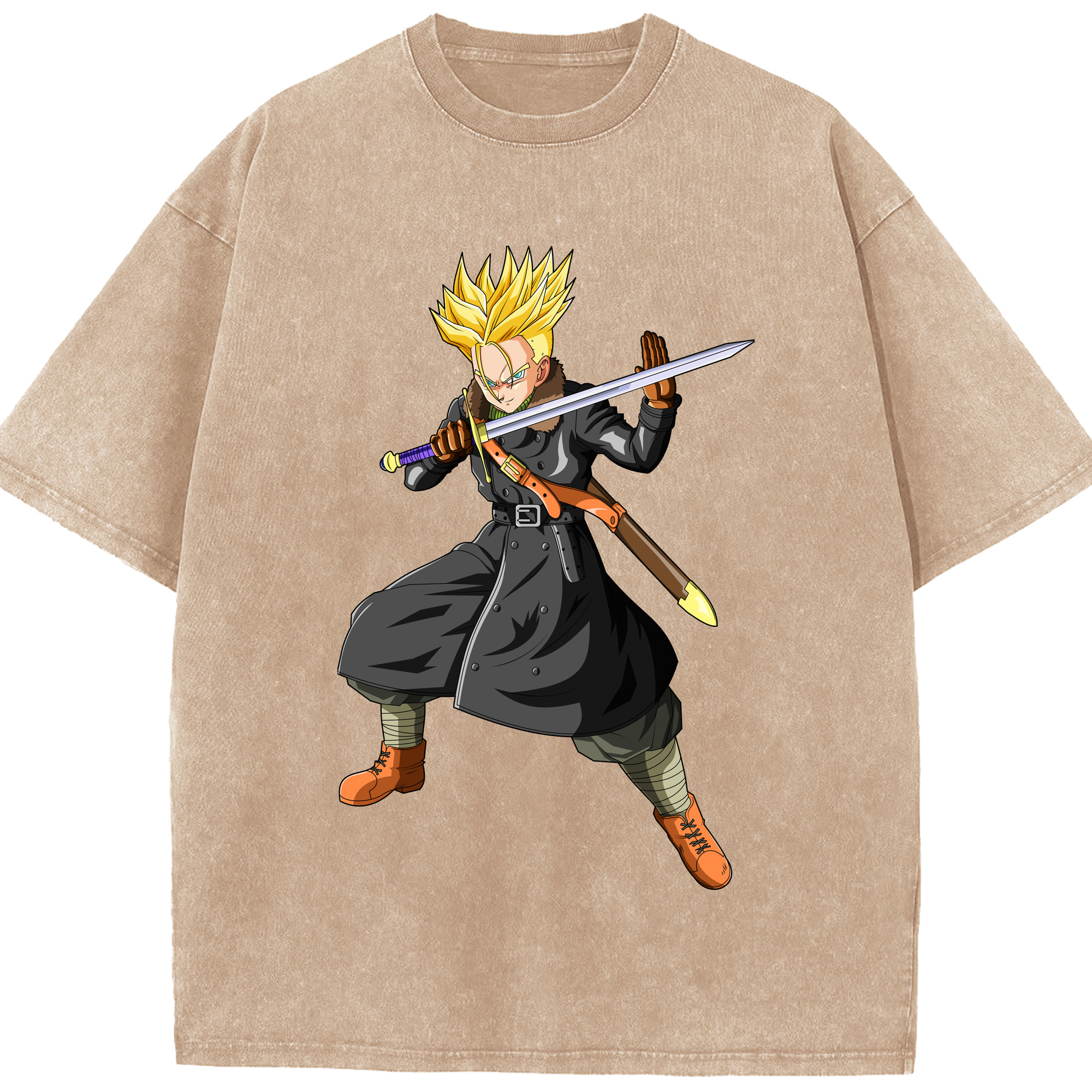 （画像用） ドラゴンボール トランクス（Torankusu）DRAGON BALL Trunks 綿100% ヴィンテージ風 半袖Tシャツ（フロントプリント）