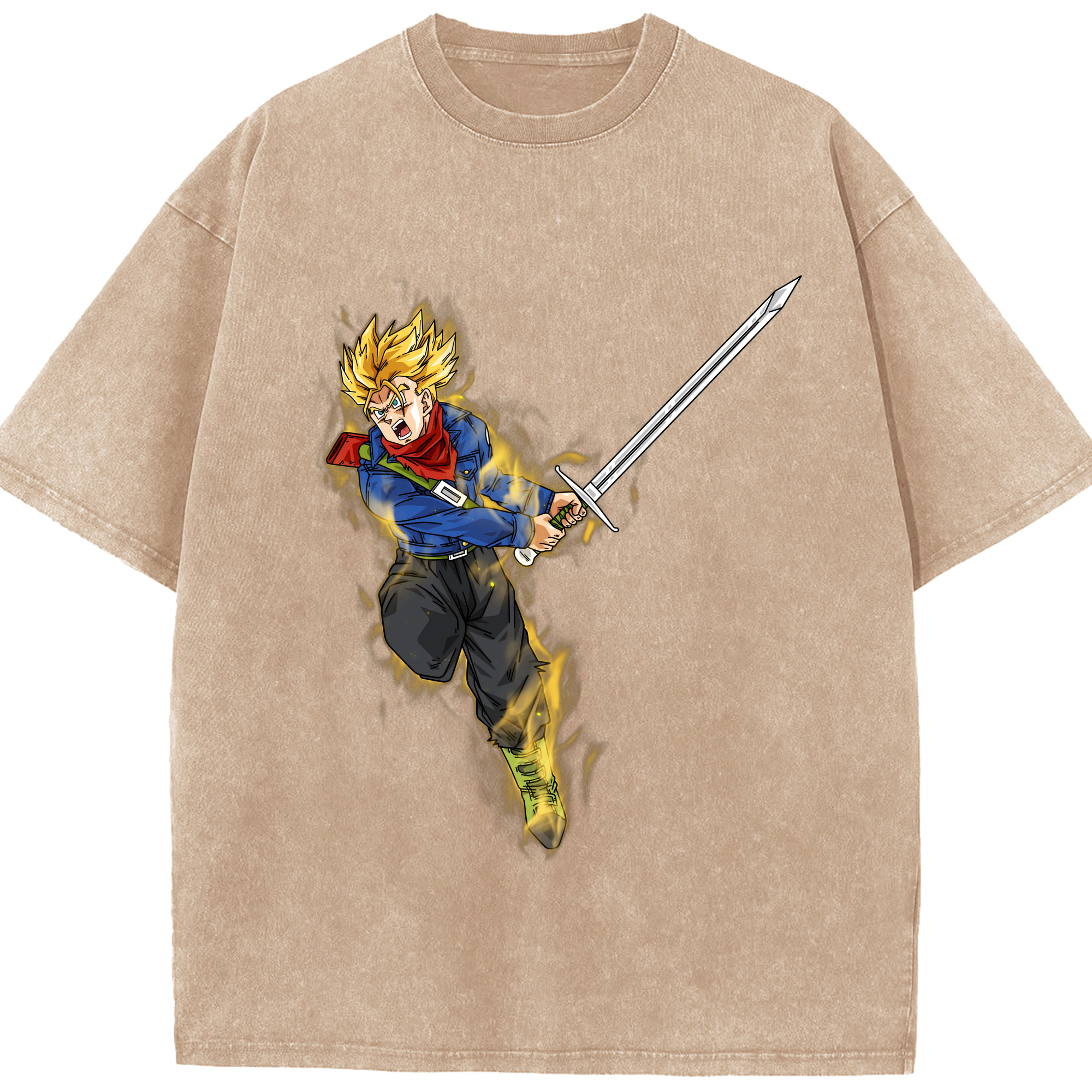 （画像用） ドラゴンボール トランクス（Torankusu）DRAGON BALL Trunks 綿100% ヴィンテージ風 半袖Tシャツ（フロントプリント）