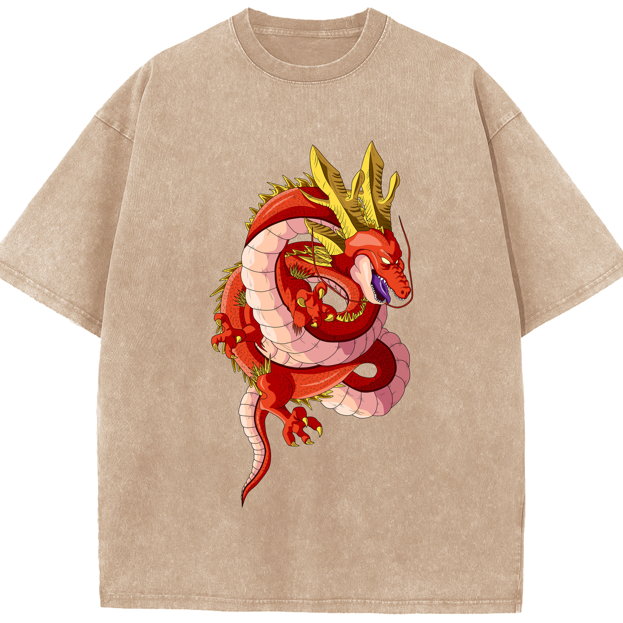 （画像用） ドラゴンボール 神龍 シェンロン DRAGON BALL Shenron 綿100% ヴィンテージ風 半袖Tシャツ（フロントプリント）