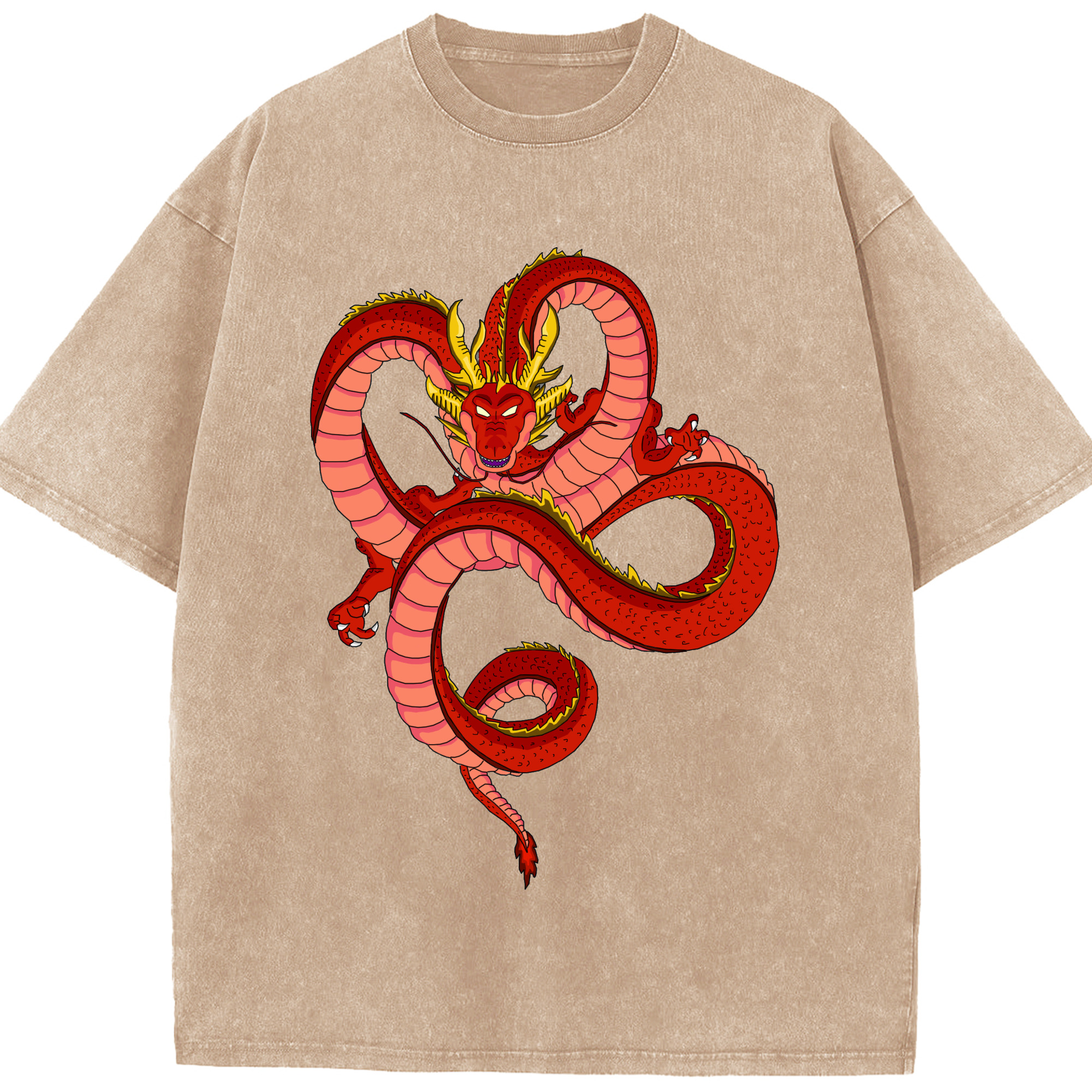 （画像用） ドラゴンボール 神龍 シェンロン DRAGON BALL Shenron 綿100% ヴィンテージ風 半袖Tシャツ（フロントプリント）