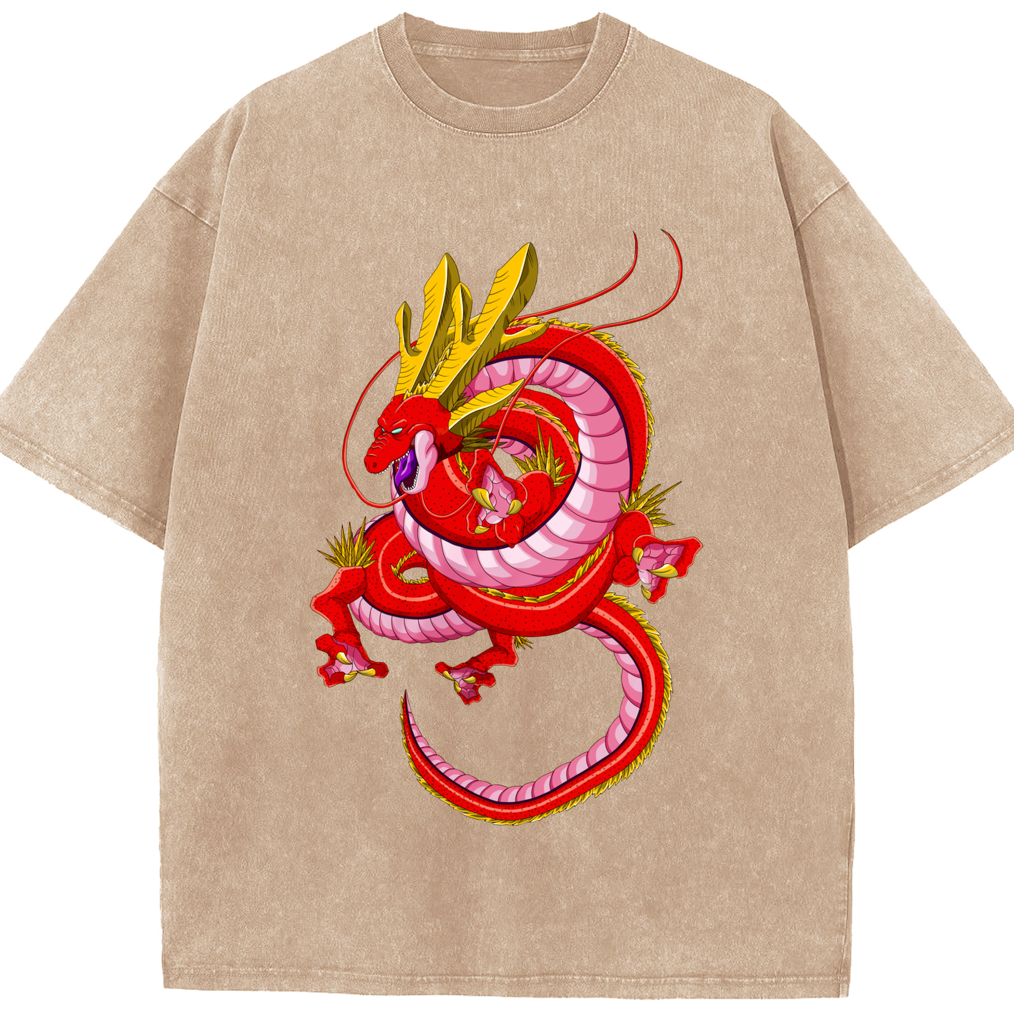 （画像用） ドラゴンボール 神龍 シェンロン DRAGON BALL Shenron 綿100% ヴィンテージ風 半袖Tシャツ（フロントプリント）