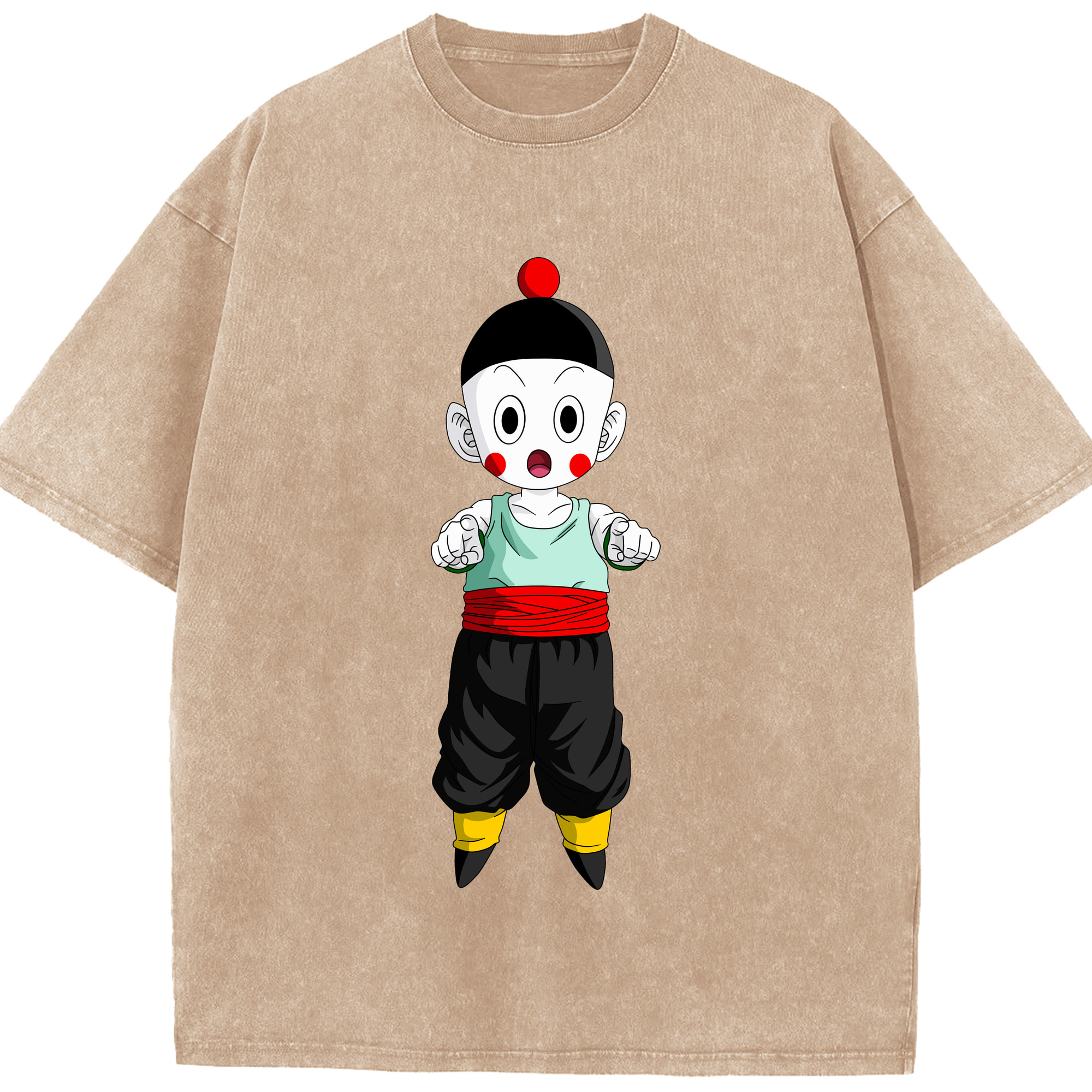 ドラゴンボール 餃子（チャオズ）DRAGON BALL Chaoz 綿100% ヴィンテージ風 半袖Tシャツ（フロントプリント）