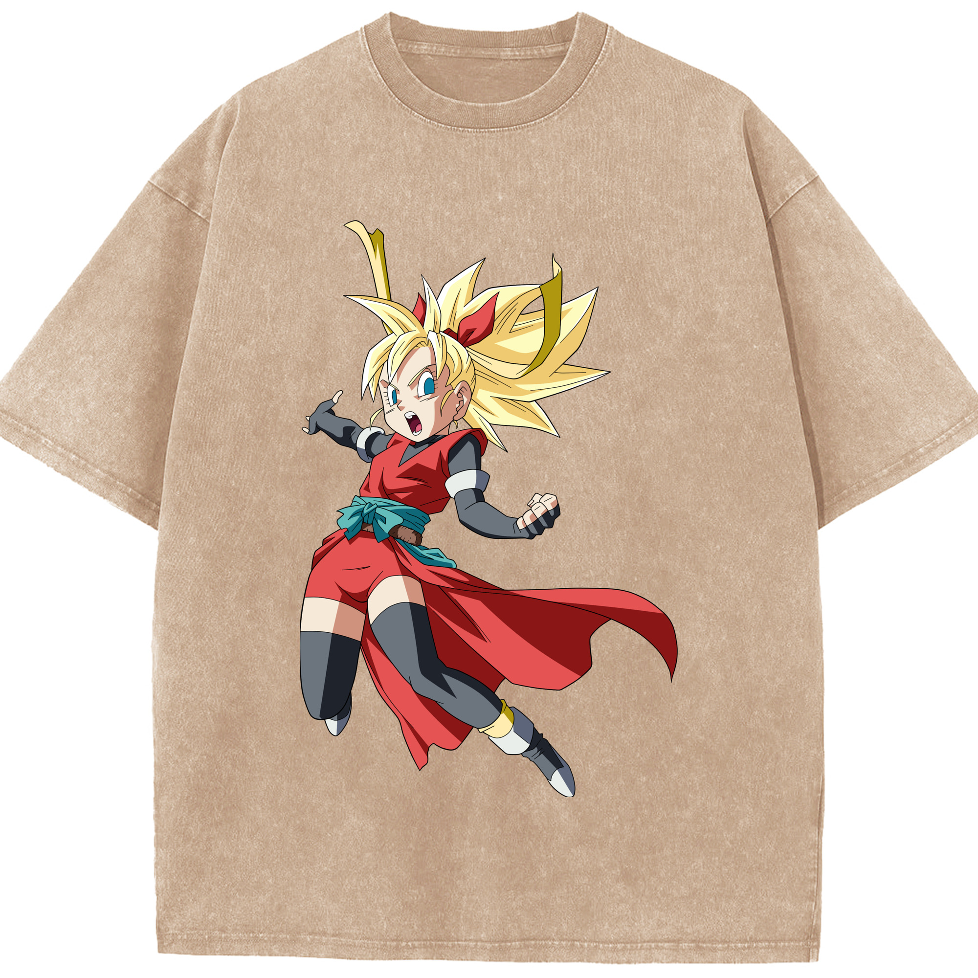 （画像用） ドラゴンボール カリフラ DRAGON BALL Caulifla 綿100% ヴィンテージ風 半袖Tシャツ（フロントプリント）