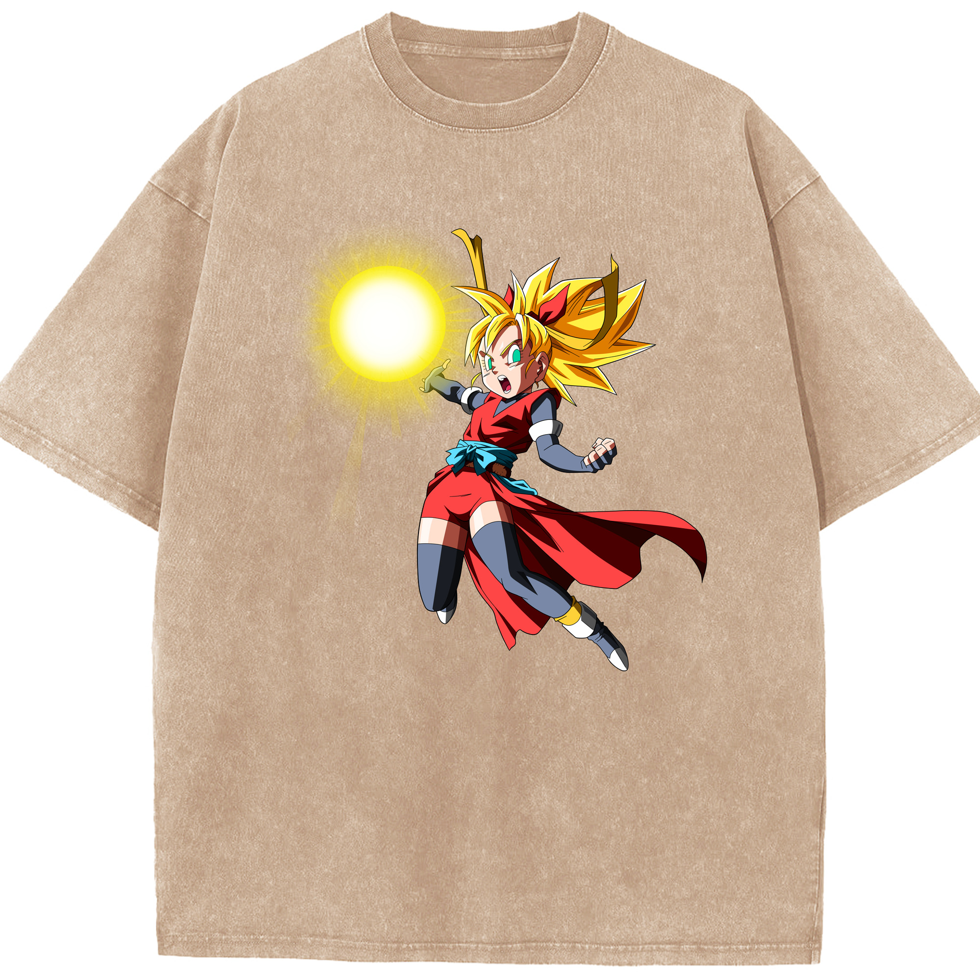 （画像用） ドラゴンボール カリフラ DRAGON BALL Caulifla 綿100% ヴィンテージ風 半袖Tシャツ（フロントプリント）
