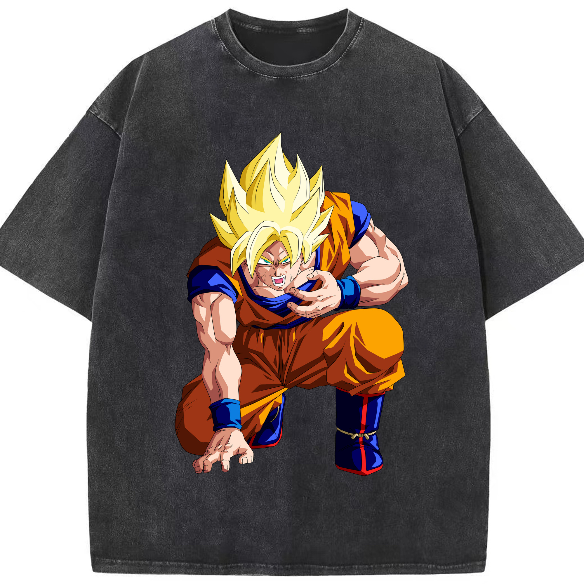 （画像用） ドラゴンボール 孫悟空（そん ごくう）Son Goku カカロット DRAGON BALL Kakarotto 綿100% ヴィンテージ風 半袖Tシャツ（フロントプリント）