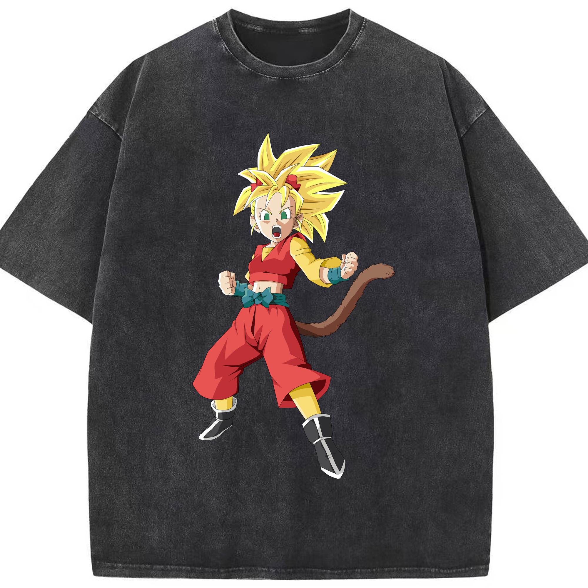 （画像用） ドラゴンボール カリフラ DRAGON BALL Caulifla 綿100% ヴィンテージ風 半袖Tシャツ（フロントプリント）