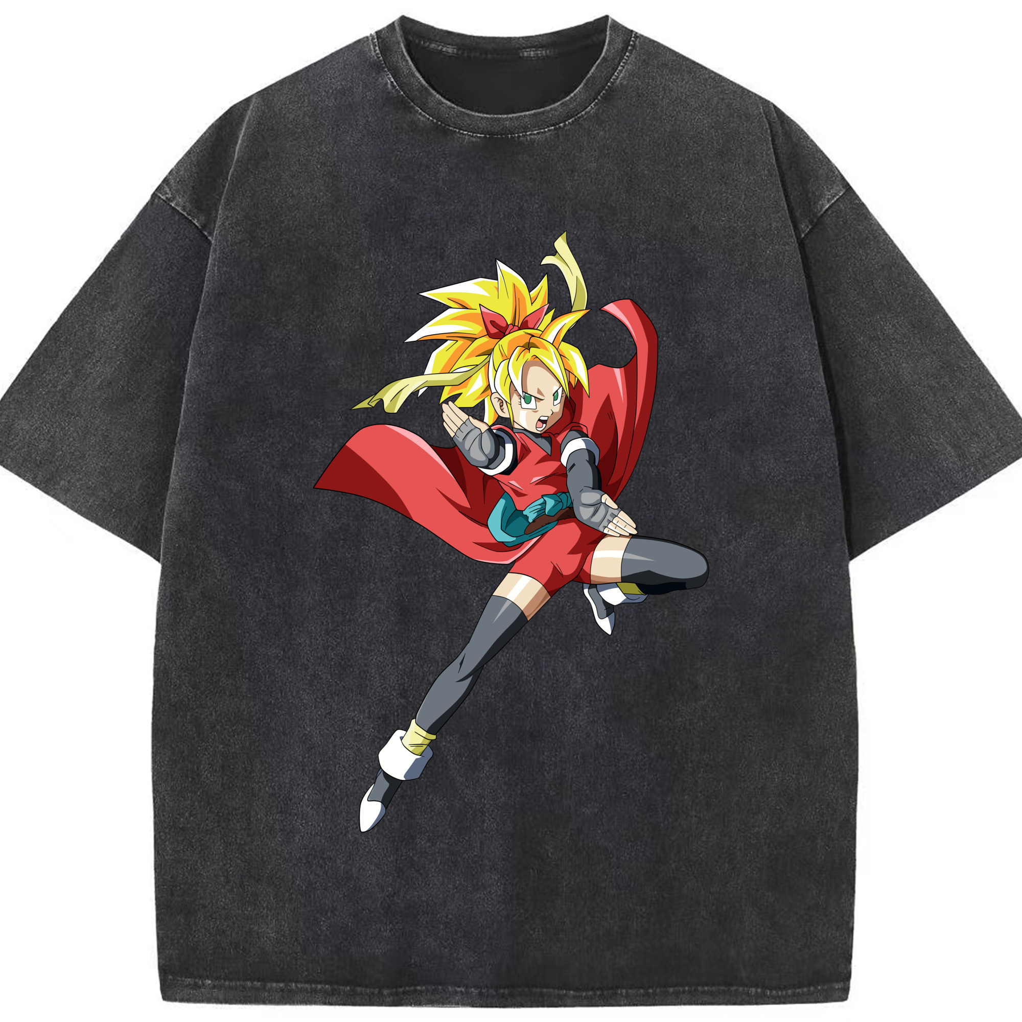 （画像用） ドラゴンボール カリフラ DRAGON BALL Caulifla 綿100% ヴィンテージ風 半袖Tシャツ（フロントプリント）