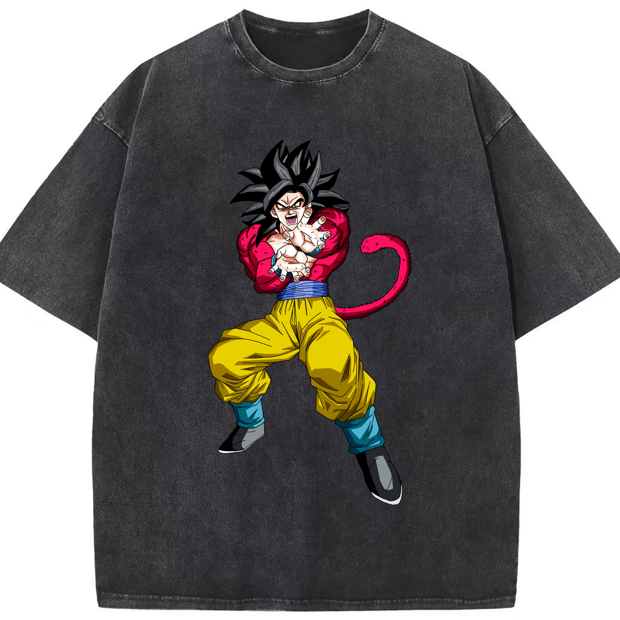 （画像用） ドラゴンボール 孫悟空（そん ごくう）Son Goku カカロット DRAGON BALL Kakarotto 綿100% ヴィンテージ風 半袖Tシャツ（フロントプリント）
