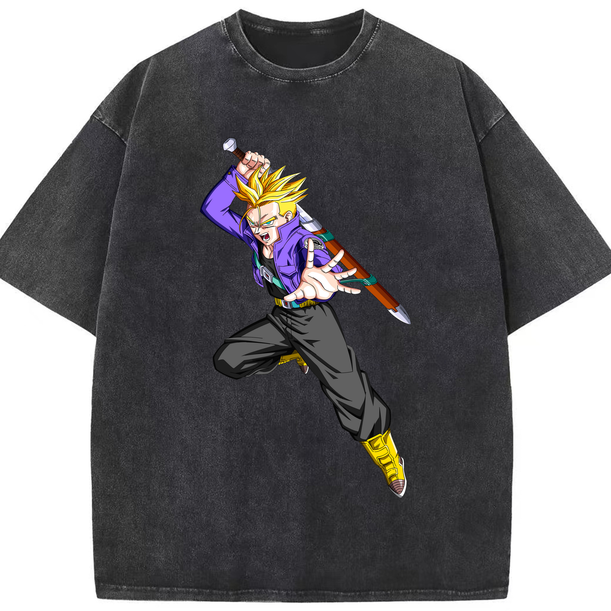 （画像用） ドラゴンボール トランクス（Torankusu）DRAGON BALL Trunks 綿100% ヴィンテージ風 半袖Tシャツ（フロントプリント）