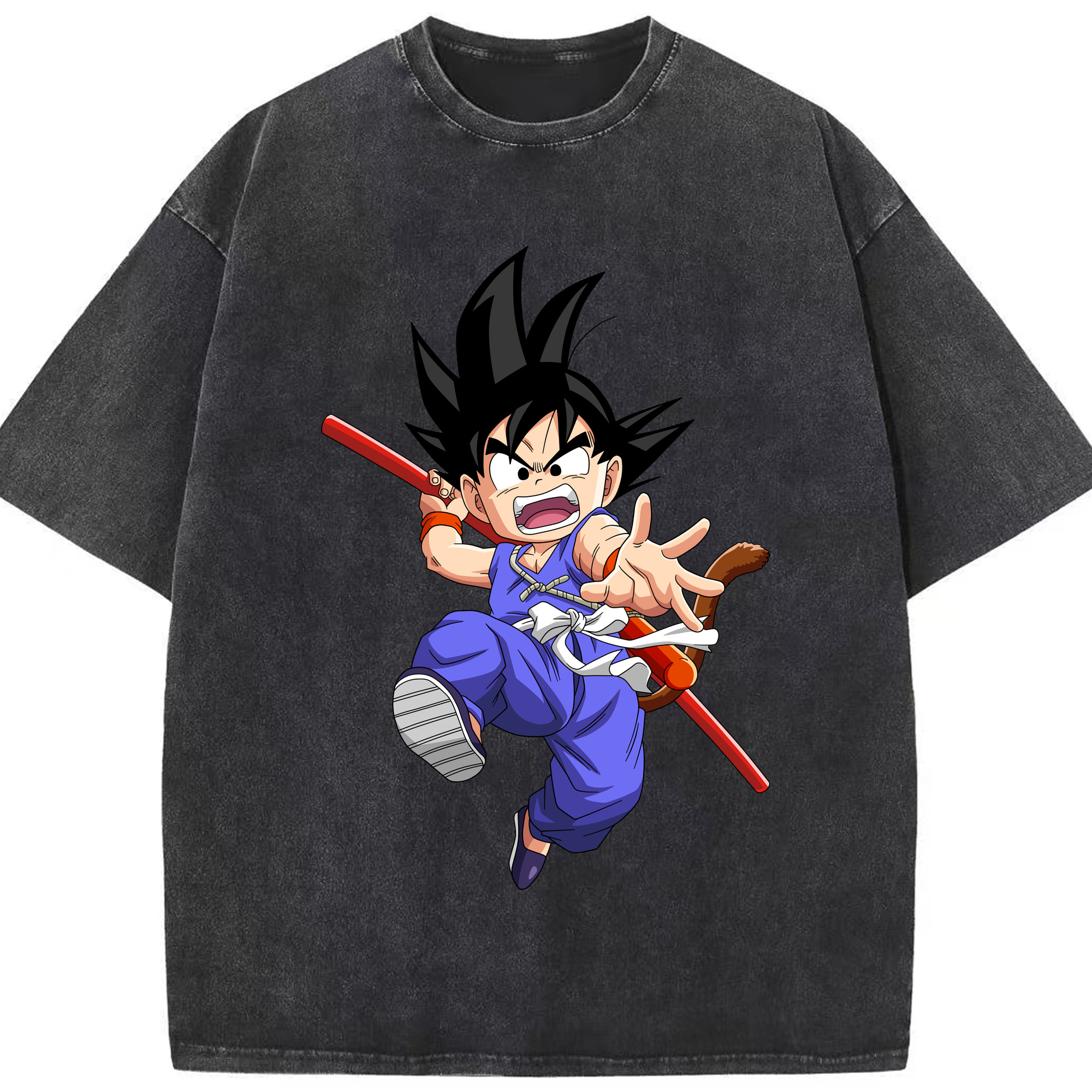 （画像用） ドラゴンボール 孫悟空（そん ごくう）Son Goku カカロット DRAGON BALL Kakarotto 綿100% ヴィンテージ風 半袖Tシャツ（フロントプリント）