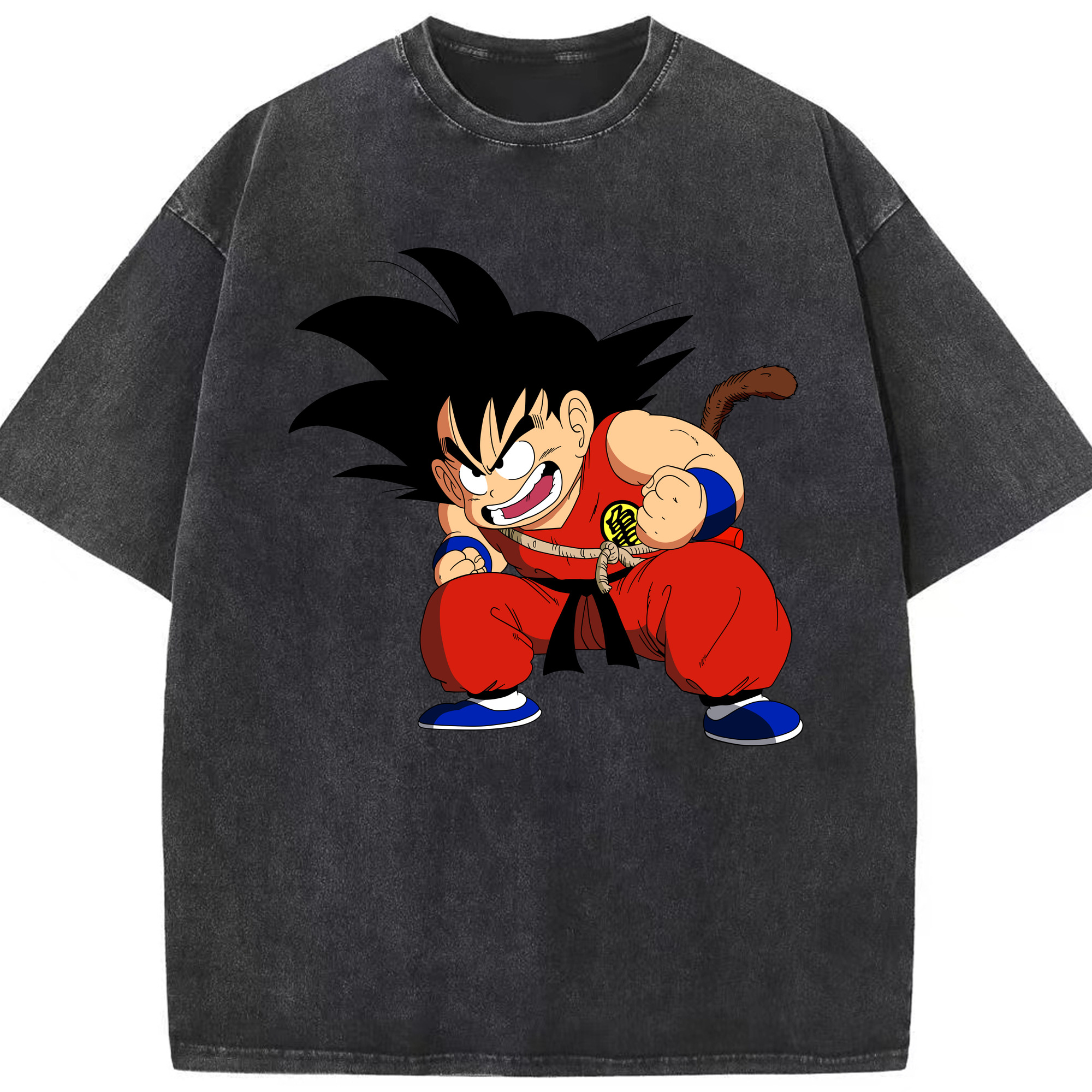 （画像用） ドラゴンボール 孫悟空（そん ごくう）Son Goku カカロット DRAGON BALL Kakarotto 綿100% ヴィンテージ風 半袖Tシャツ（フロントプリント）