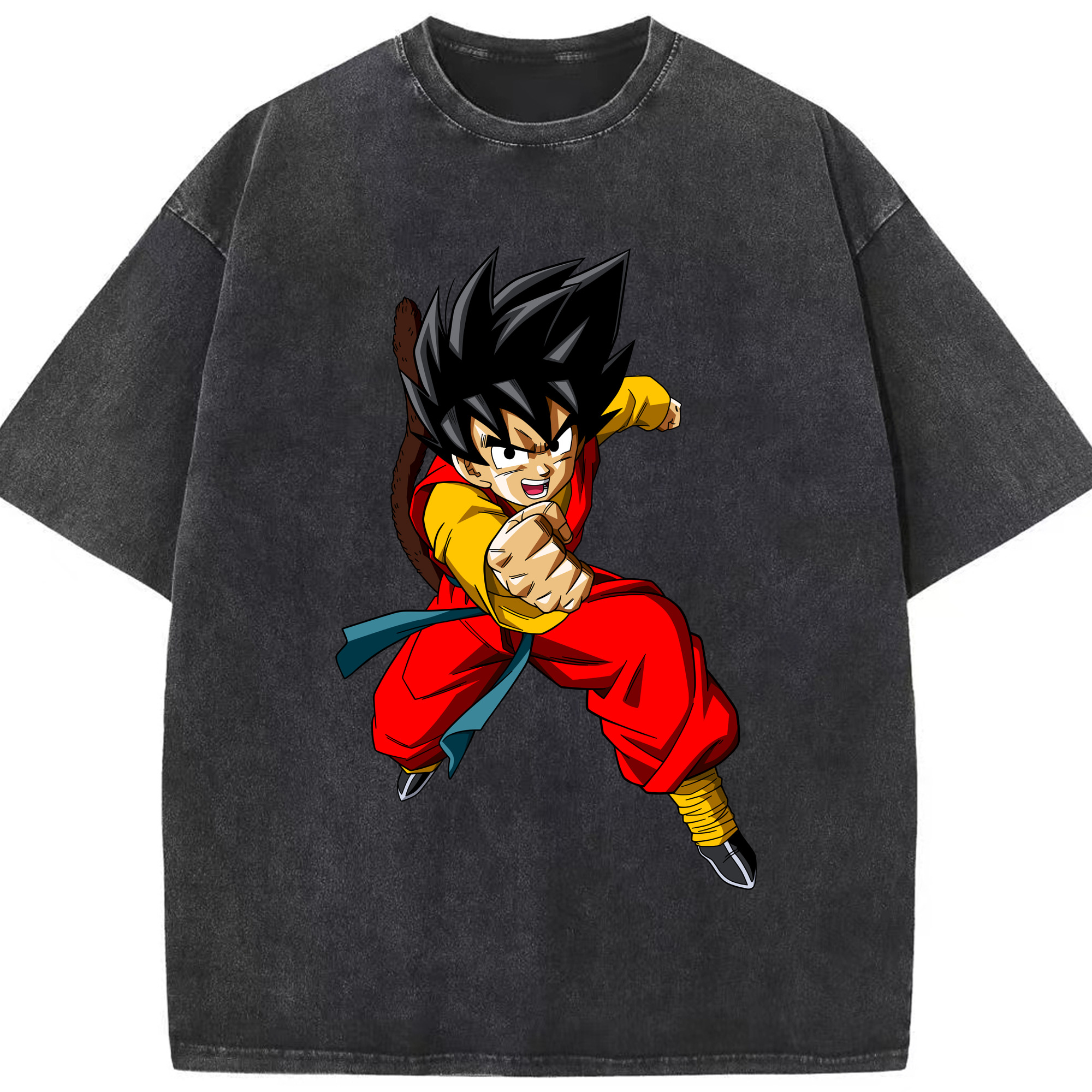 （画像用） ドラゴンボール 孫悟空（そん ごくう）Son Goku カカロット DRAGON BALL Kakarotto 綿100% ヴィンテージ風 半袖Tシャツ（フロントプリント）
