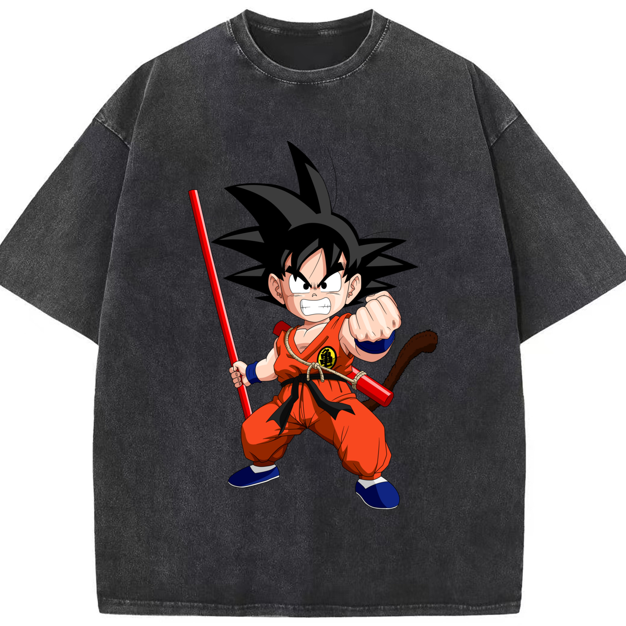 （画像用） ドラゴンボール 孫悟空（そん ごくう）Son Goku カカロット DRAGON BALL Kakarotto 綿100% ヴィンテージ風 半袖Tシャツ（フロントプリント）