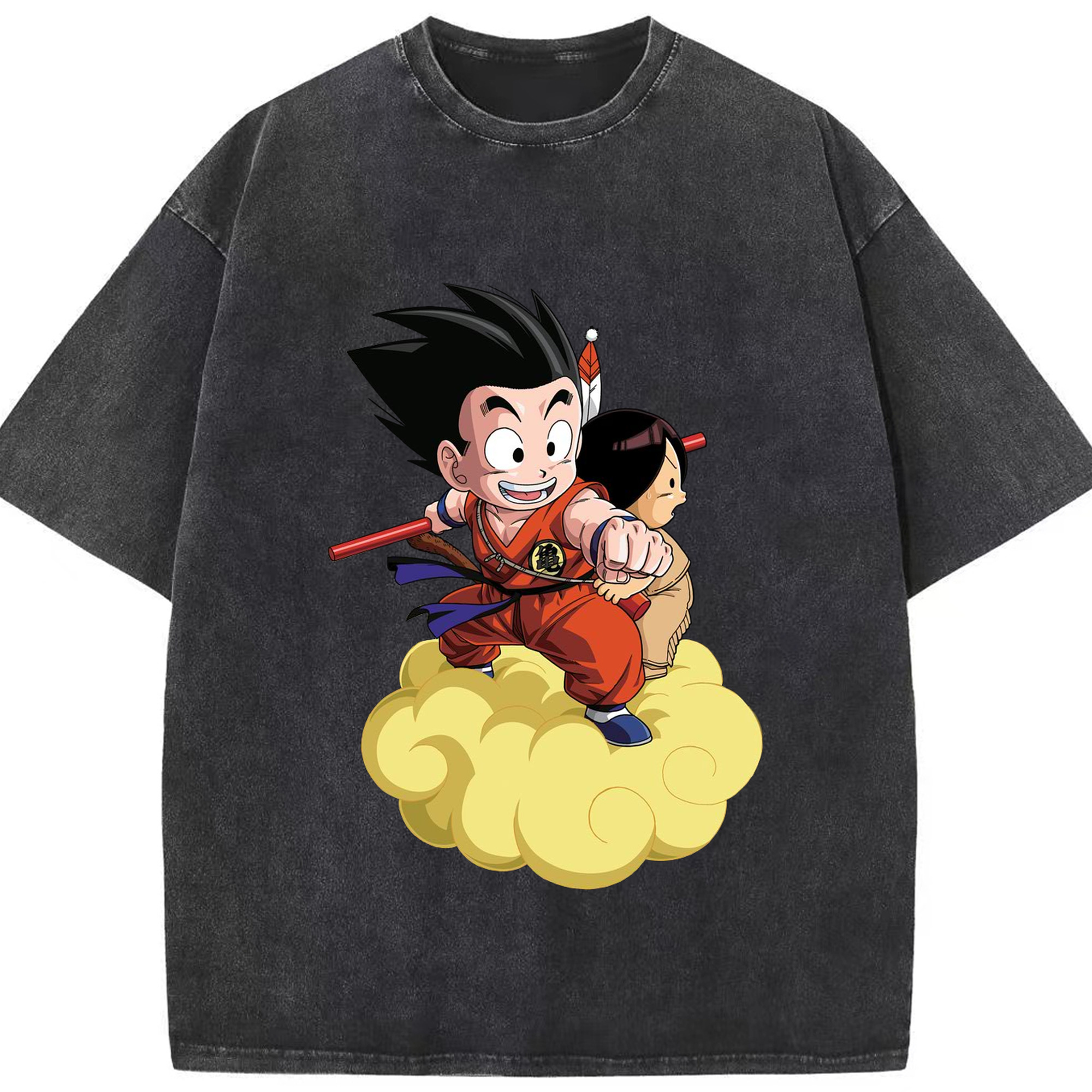 （画像用） ドラゴンボール 孫悟空（そん ごくう）Son Goku カカロット DRAGON BALL Kakarotto 綿100% ヴィンテージ風 半袖Tシャツ（フロントプリント）