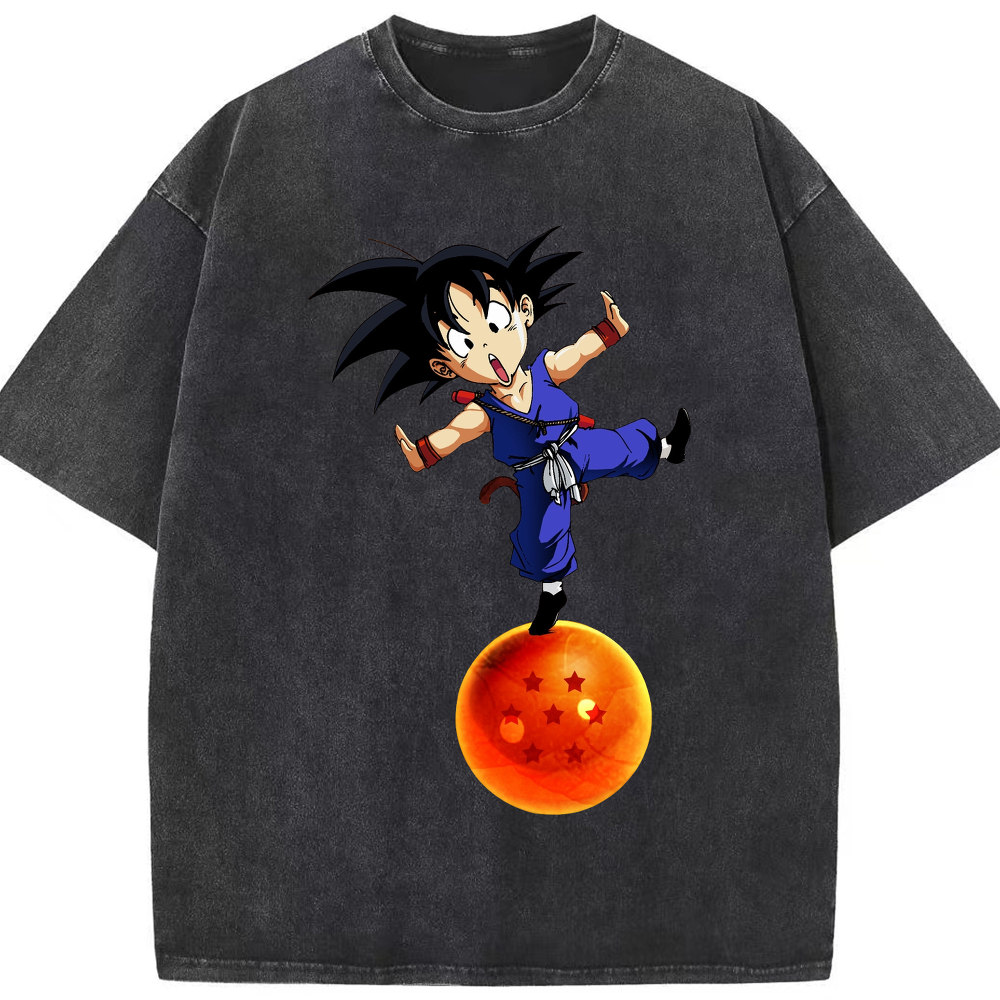 （画像用） ドラゴンボール 孫悟空（そん ごくう）Son Goku カカロット DRAGON BALL Kakarotto 綿100% ヴィンテージ風 半袖Tシャツ（フロントプリント）