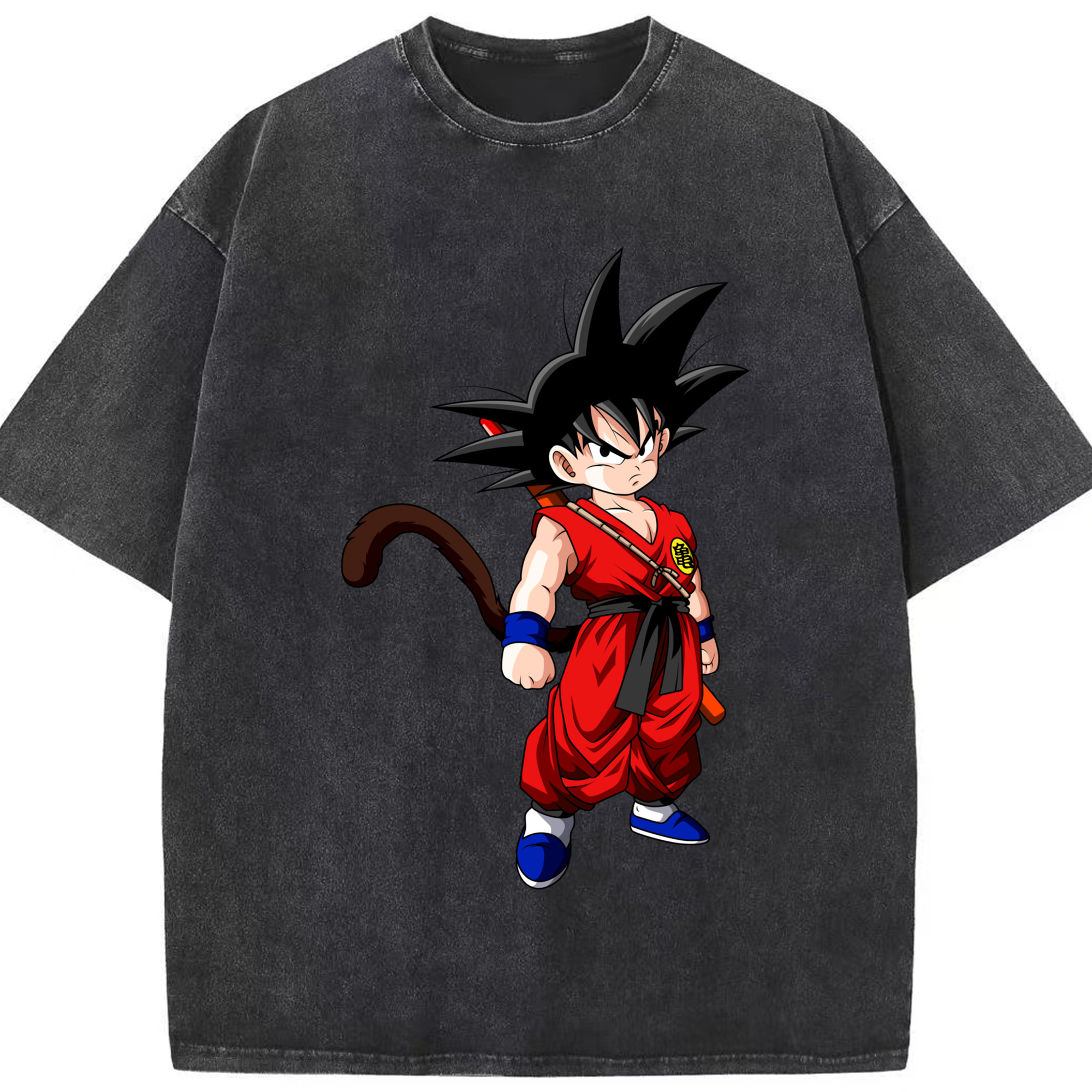 （画像用） ドラゴンボール 孫悟空（そん ごくう）Son Goku カカロット DRAGON BALL Kakarotto 綿100% ヴィンテージ風 半袖Tシャツ（フロントプリント）