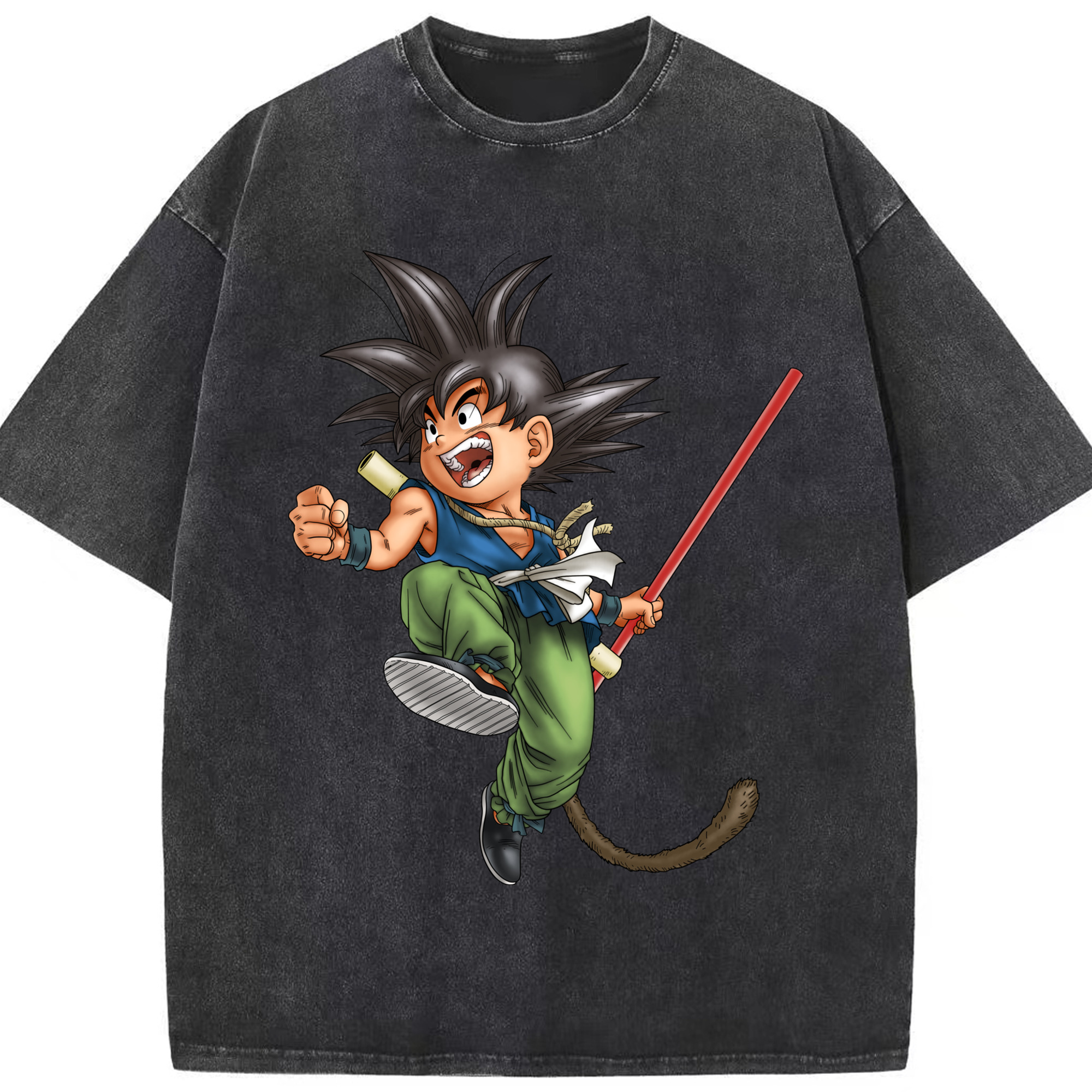 （画像用） ドラゴンボール 孫悟空（そん ごくう）Son Goku カカロット DRAGON BALL Kakarotto 綿100% ヴィンテージ風 半袖Tシャツ（フロントプリント）