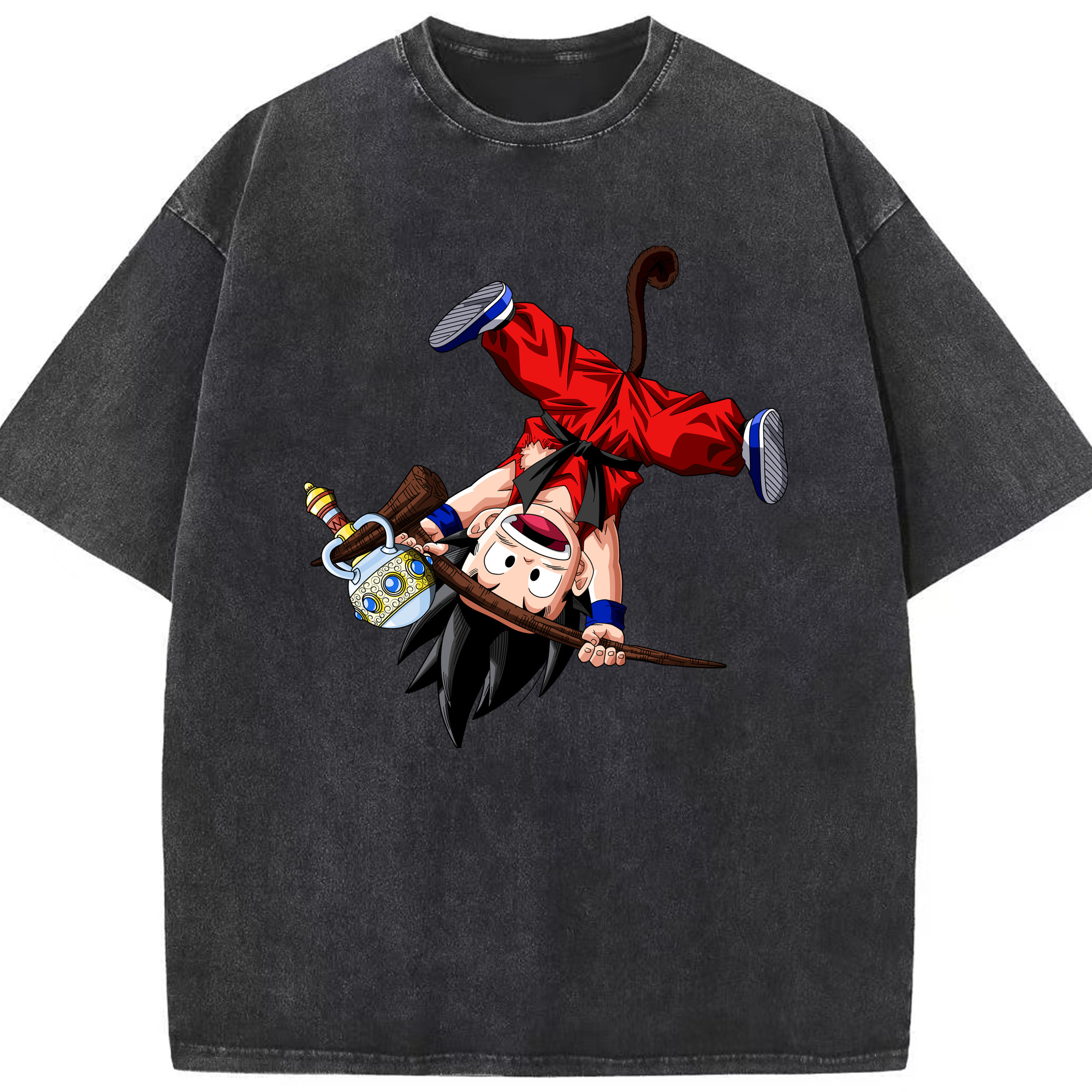 （画像用） ドラゴンボール 孫悟空（そん ごくう）Son Goku カカロット DRAGON BALL Kakarotto 綿100% ヴィンテージ風 半袖Tシャツ（フロントプリント）