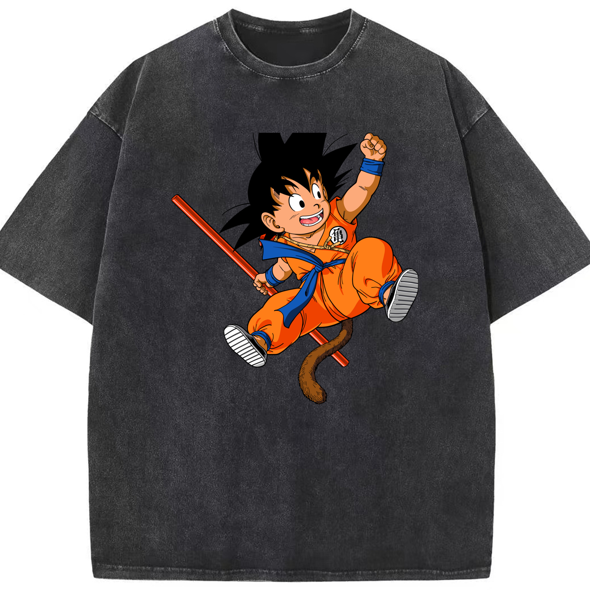 （画像用） ドラゴンボール 孫悟空（そん ごくう）Son Goku カカロット DRAGON BALL Kakarotto 綿100% ヴィンテージ風 半袖Tシャツ（フロントプリント）