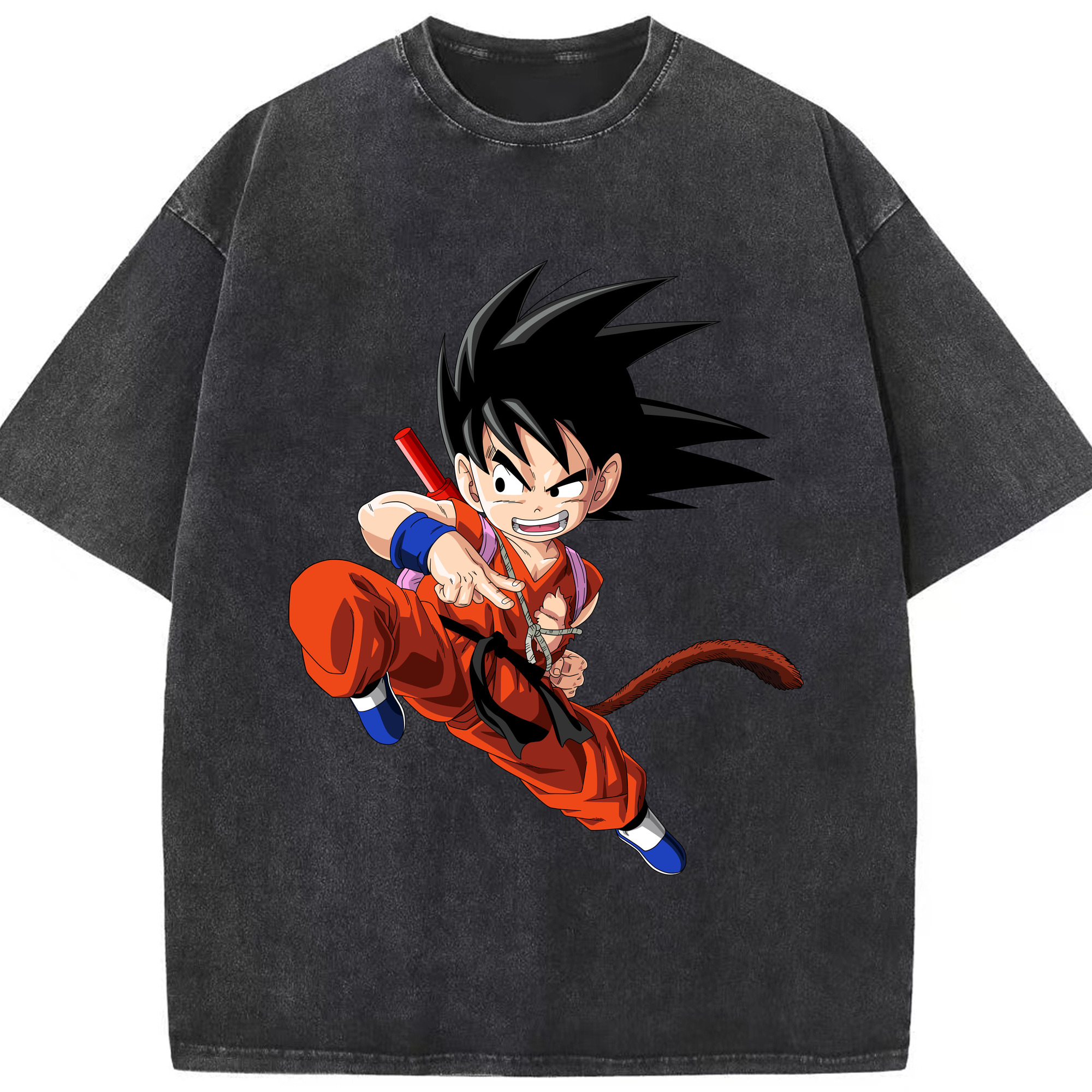 （画像用） ドラゴンボール 孫悟空（そん ごくう）Son Goku カカロット DRAGON BALL Kakarotto 綿100% ヴィンテージ風 半袖Tシャツ（フロントプリント）