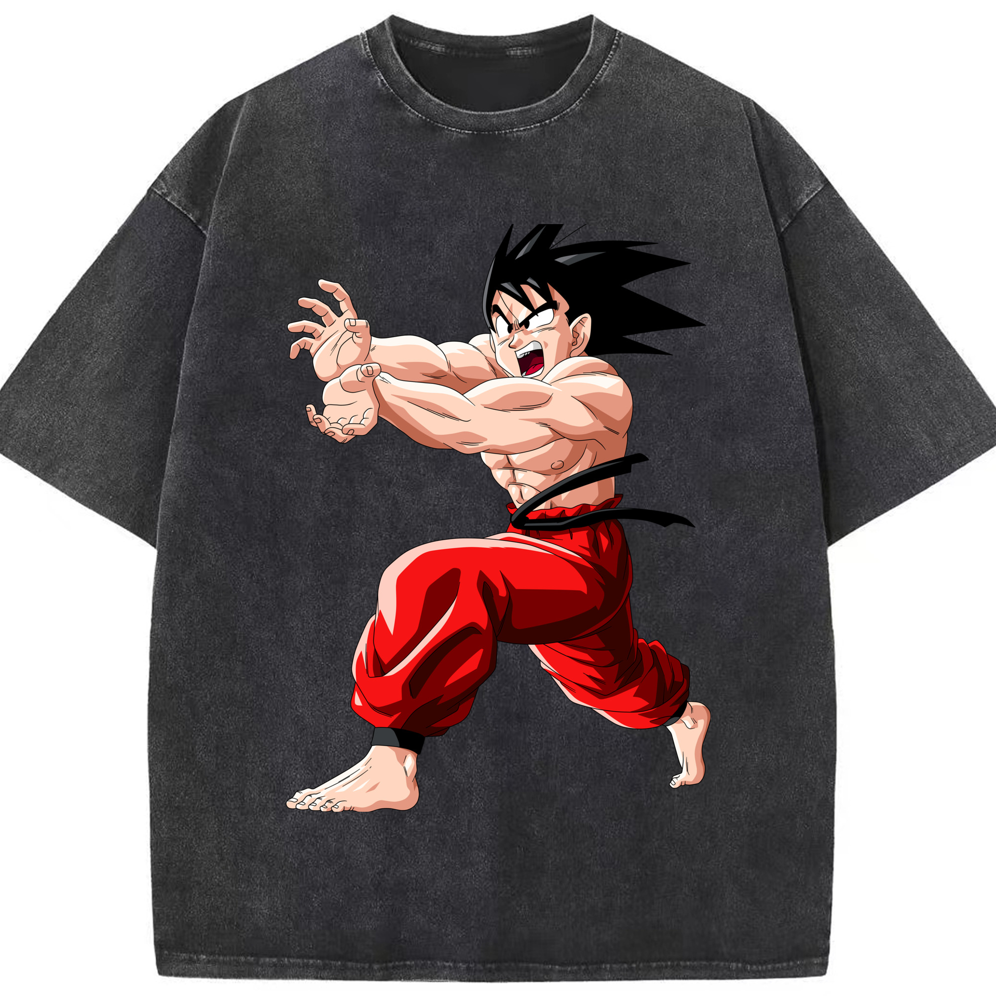 （画像用） ドラゴンボール 孫悟空（そん ごくう）Son Goku カカロット DRAGON BALL Kakarotto 綿100% ヴィンテージ風 半袖Tシャツ（フロントプリント）